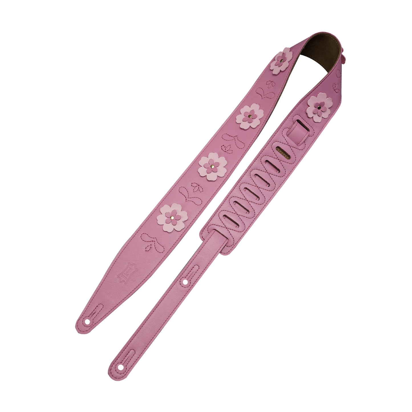 Levy's In Bloom Series 2.5" Primrose Pink Leather Strap with Flower Appliques Accessories / Straps