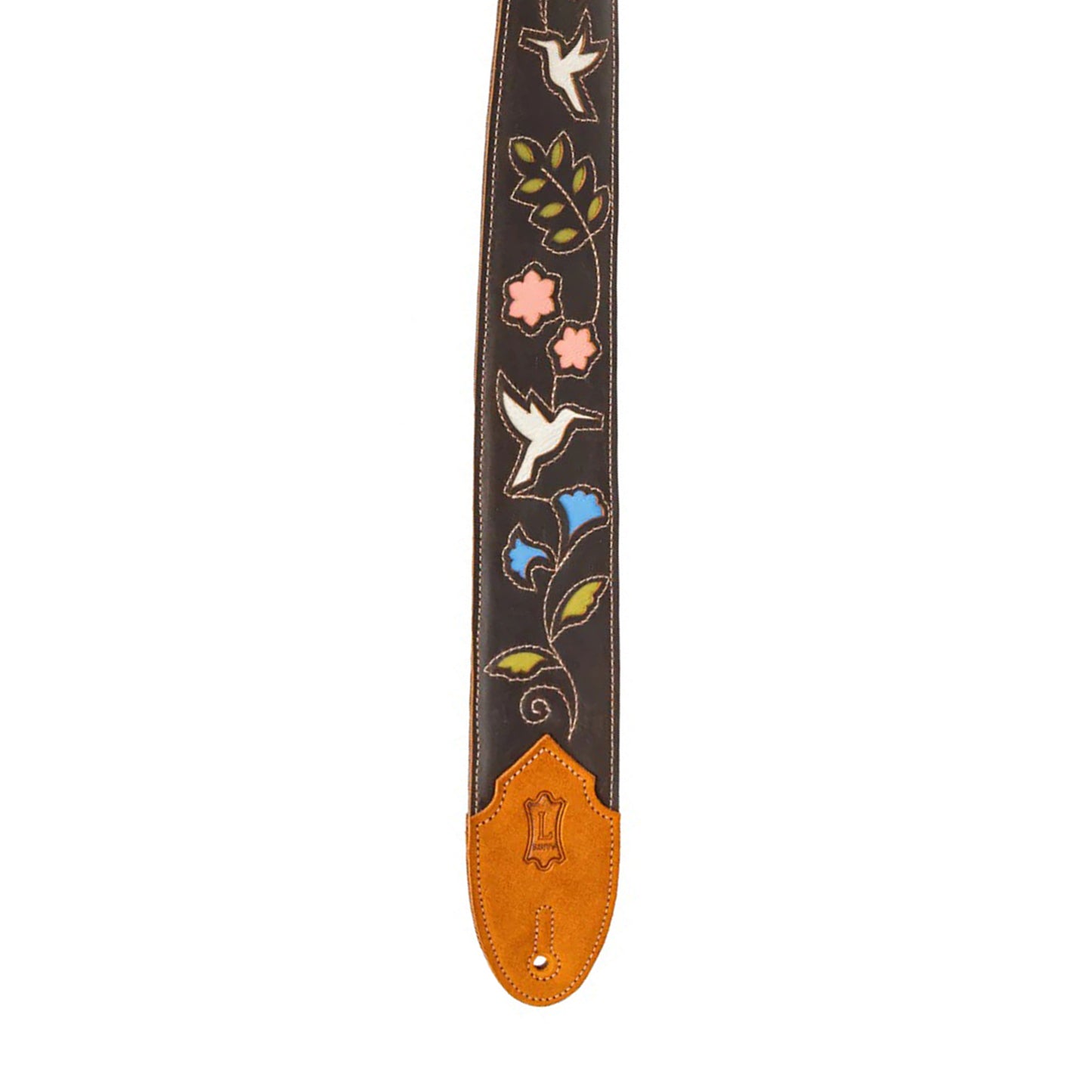 Levy's 2.5" Humming Bird Series Leather Guitar Strap Dark Brown Straps