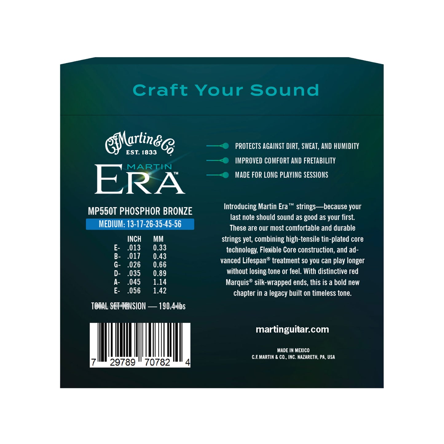 Martin Era MP550T Treated Acoustic Guitar Strings Medium 13-56 Accessories / Strings / Guitar Strings