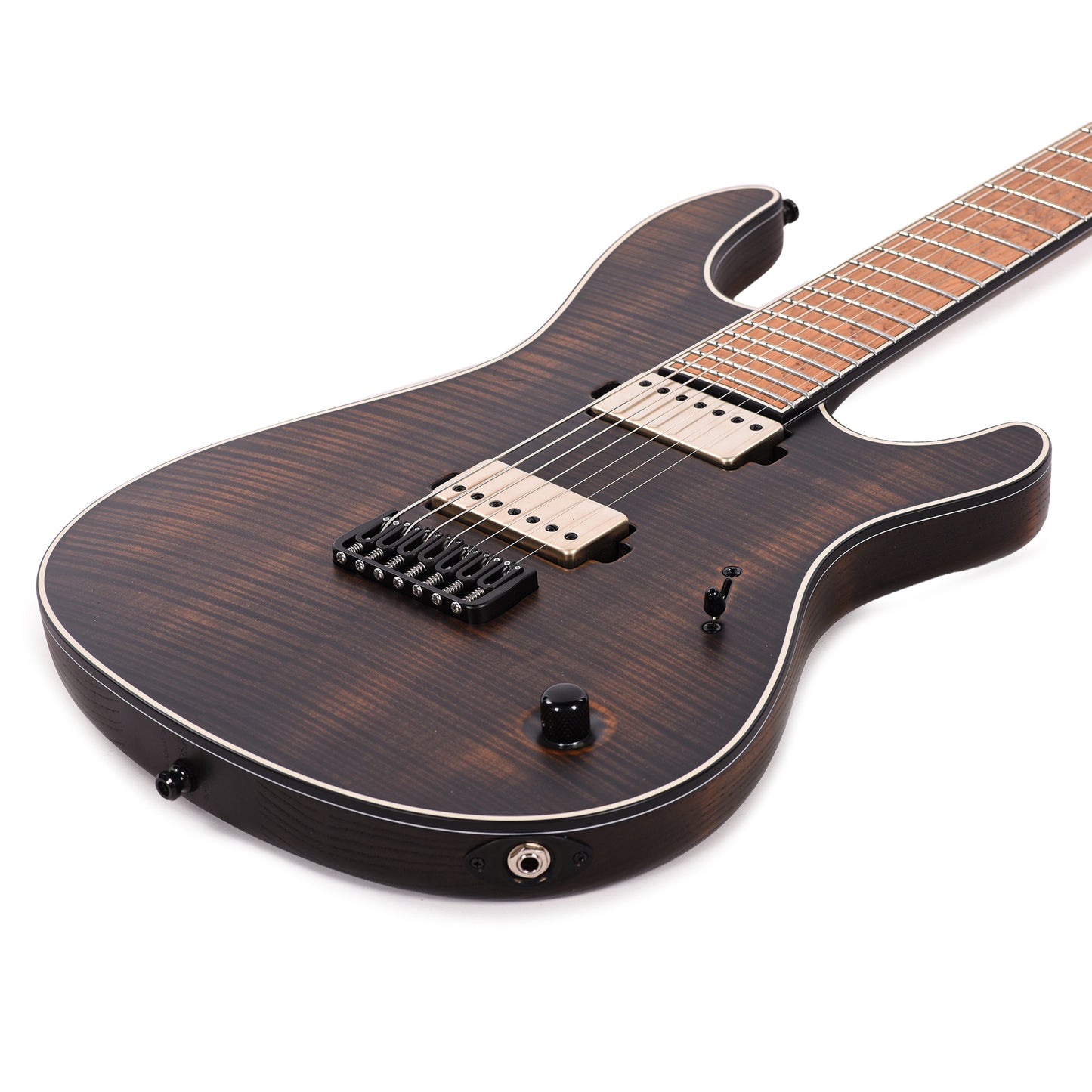 Mayones Regius 7 Baritone Flamed Maple/Swamp Ash Antique Black Electric Guitars / Solid Body