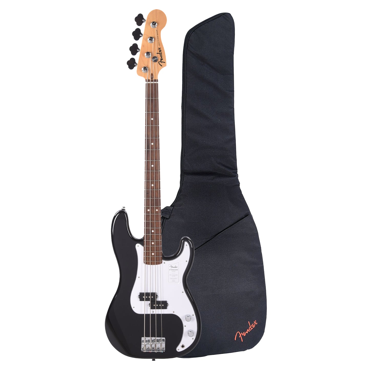 Fender Standard Precision Bass LRL Black and FB405 Gig Bag Bundle