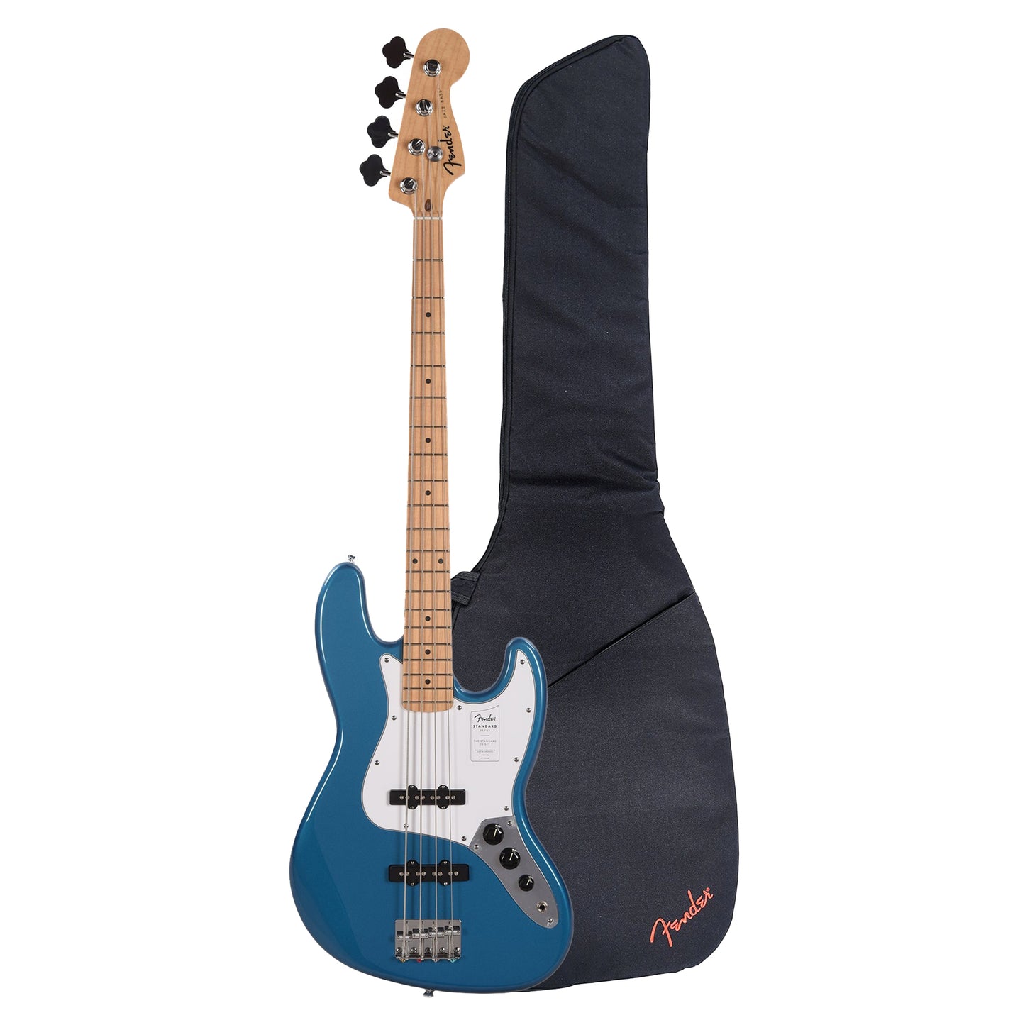 Fender Standard Jazz Bass MN Aqua Marine Metallic and FB405 Gig Bag Bundle