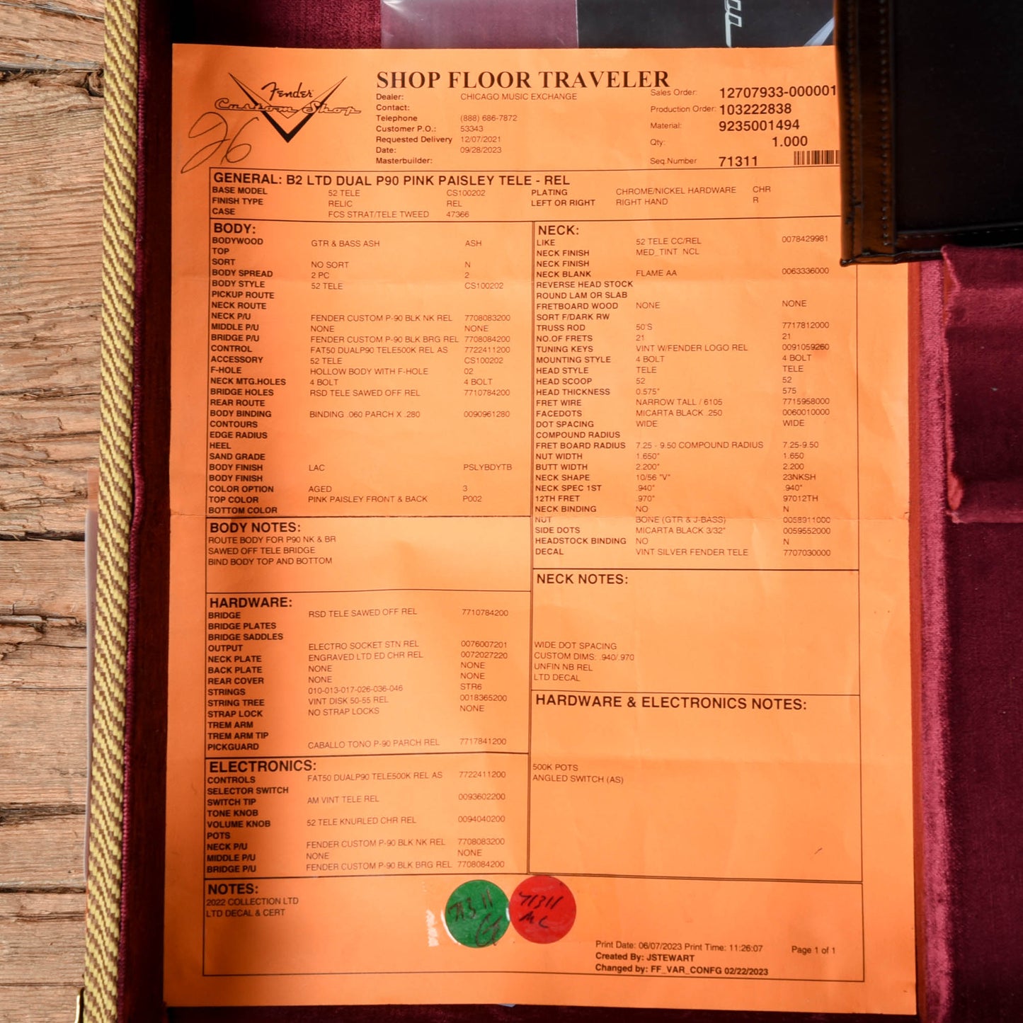 Fender Custom Shop Limited Edition Dual P90 Telecaster Relic Pink Paisley 2023