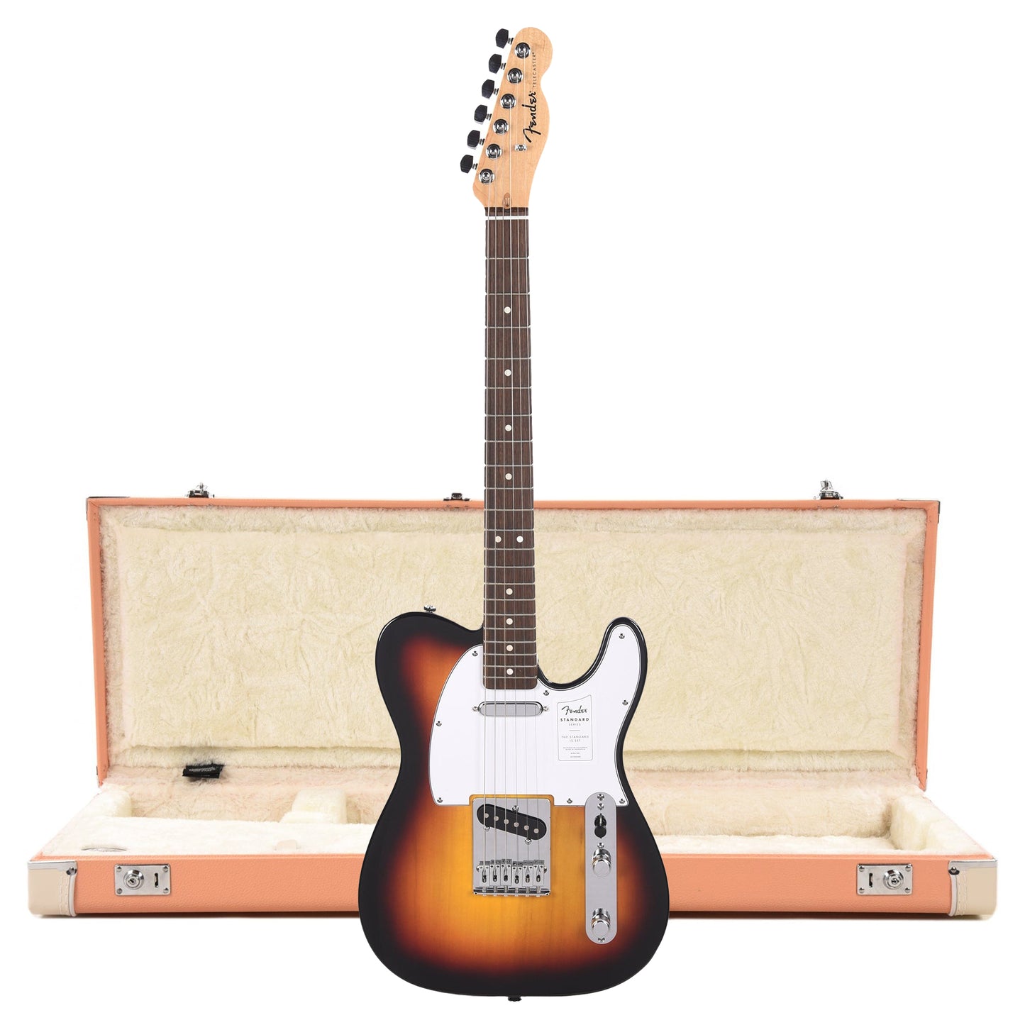 Fender Standard Telecaster LRL 3-Color Sunburst and Pacific Peach Hardshell Case Bundle