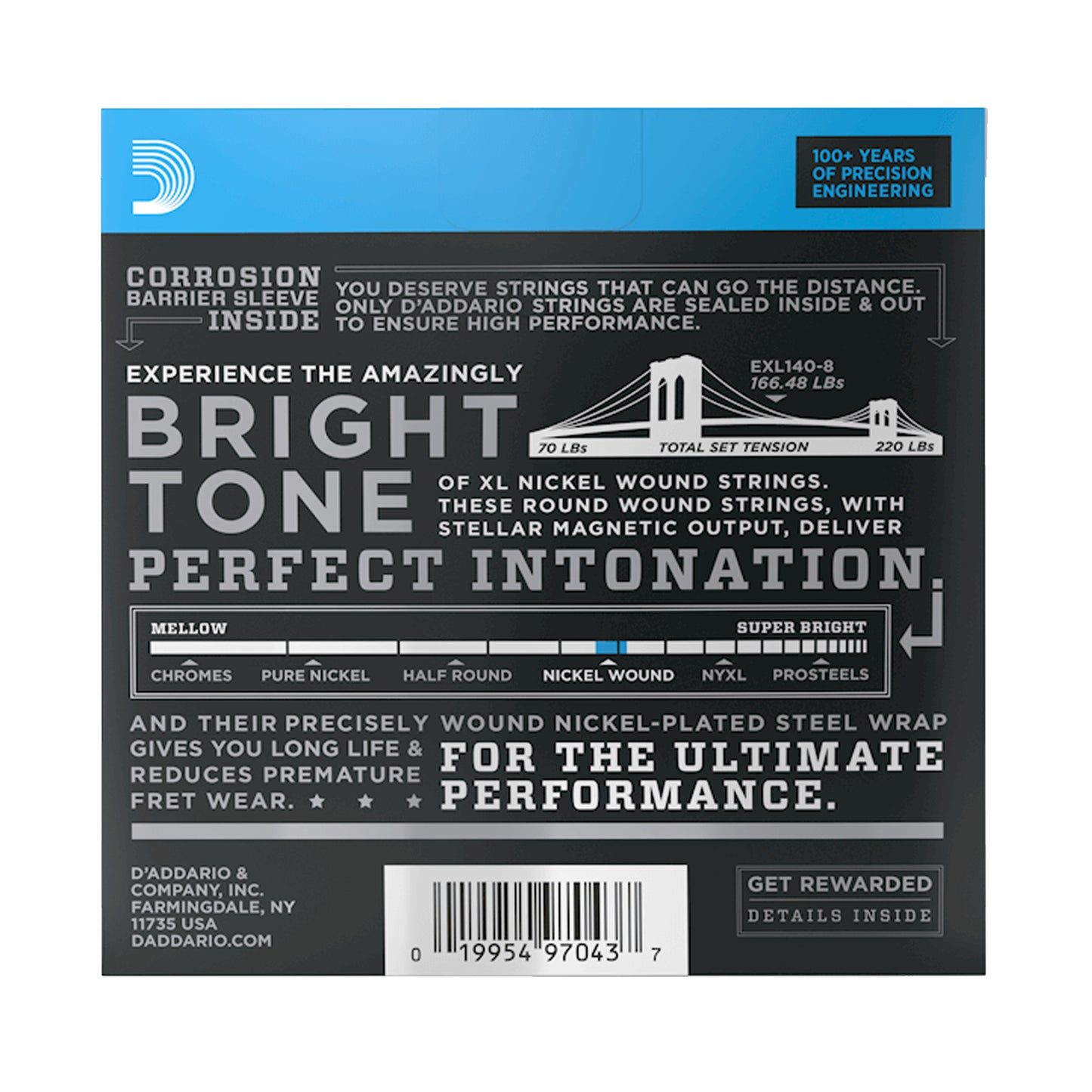 D'Addario EXL140-8 Nickel Light Top/Heavy Bottom 8-String Set 10-74