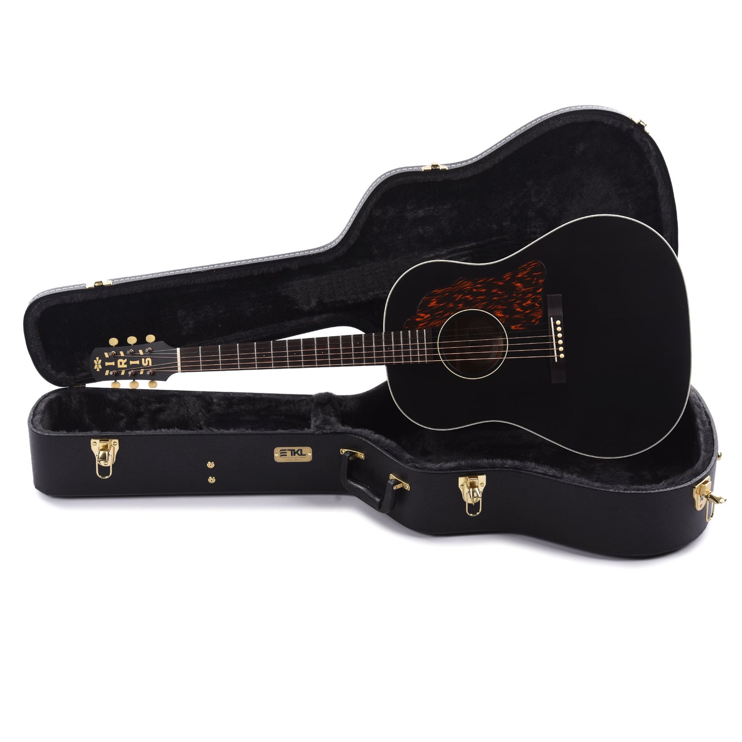 Iris DF Sitka/Mahogany Black Satin w/Firestripe Pickguard