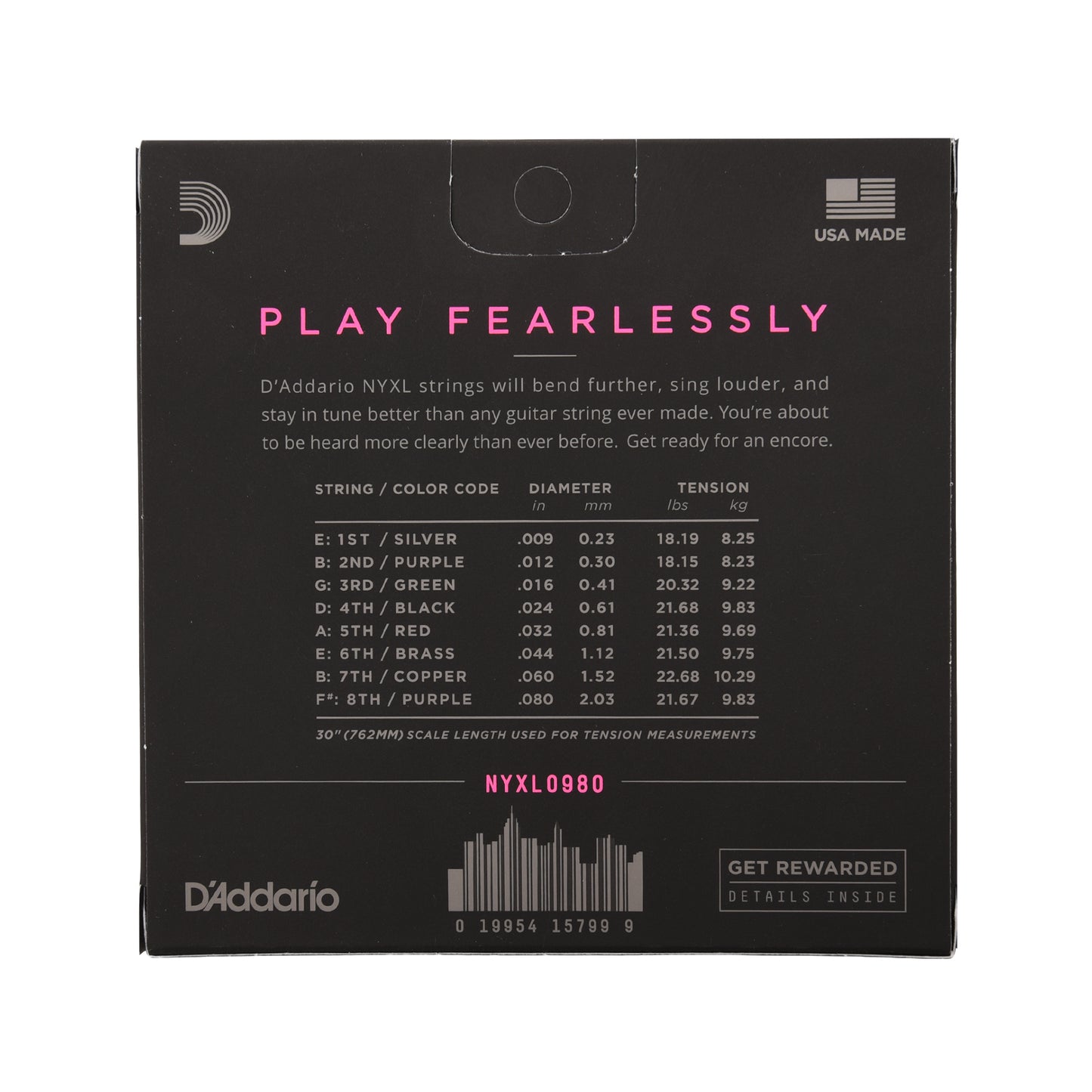 D'Addario NYXL Electric Guitar Strings Super Light 8 String 9-80