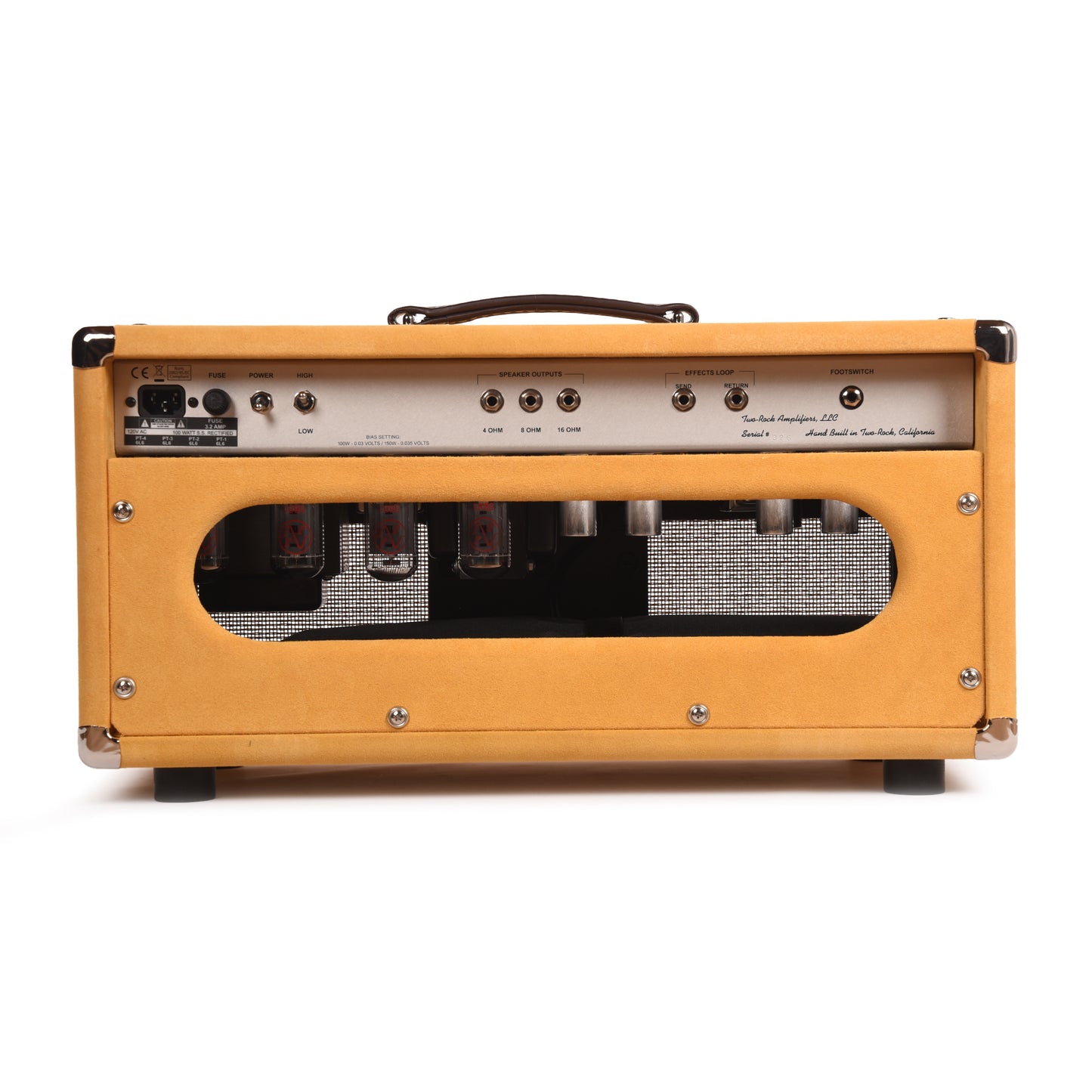 Two Rock Silver Sterling Signature 100W Head Silver Anodize Chasis Gold Suede w/ Cane Grill