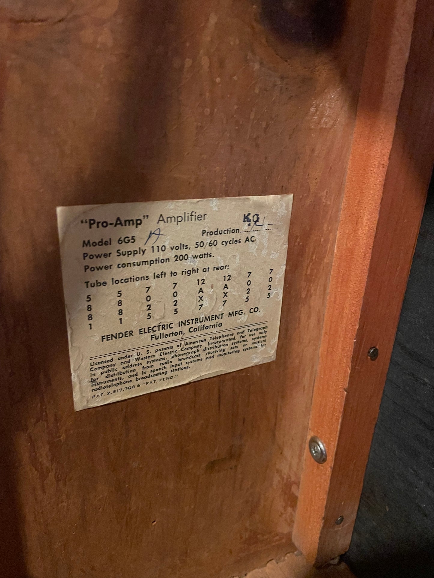 Fender Pro-Amp 6G5-A Brown Panel 40-Watt 1x15" Guitar Combo 1961