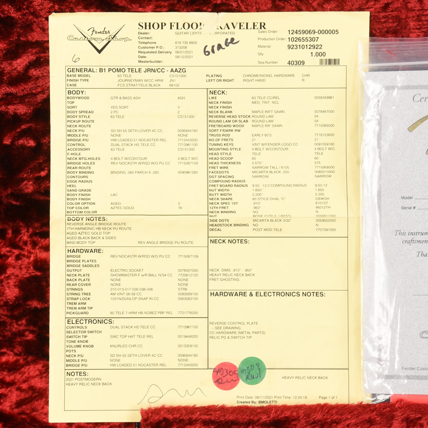 Fender Custom Shop Post Modern Telecaster Journeyman Relic Gold 2021