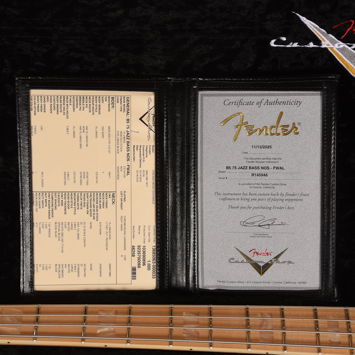 Fender Custom Shop 1975 Jazz Bass NOS Faded Walnut