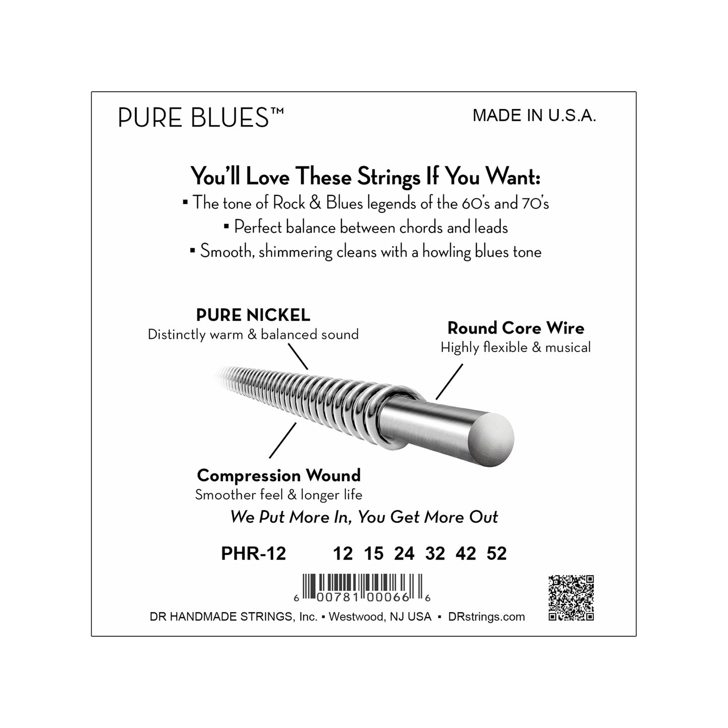 DR Strings PHR-12 Pure Blues Electric Extra Heavy 12-52