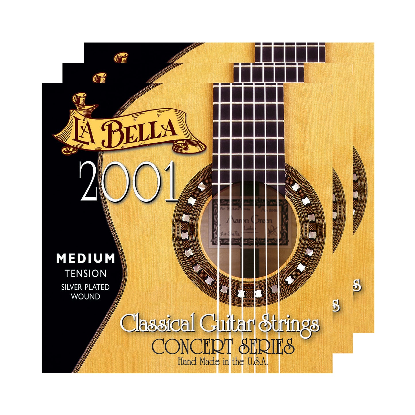 La Bella 2001MED 2001 Series Classical Guitar Strings Medium Tension (3-Pack)