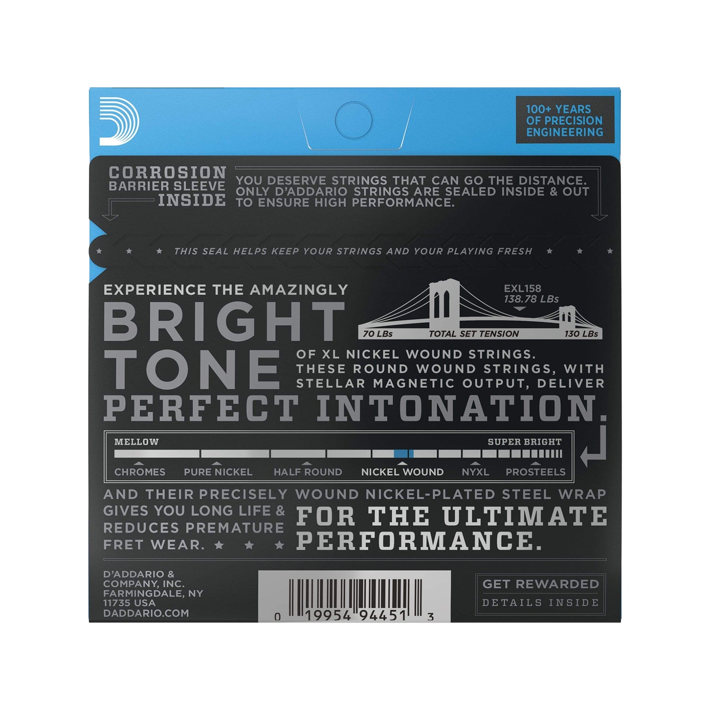 D'Addario EXL158 Electric Baritone Light Guitar Strings 13-62