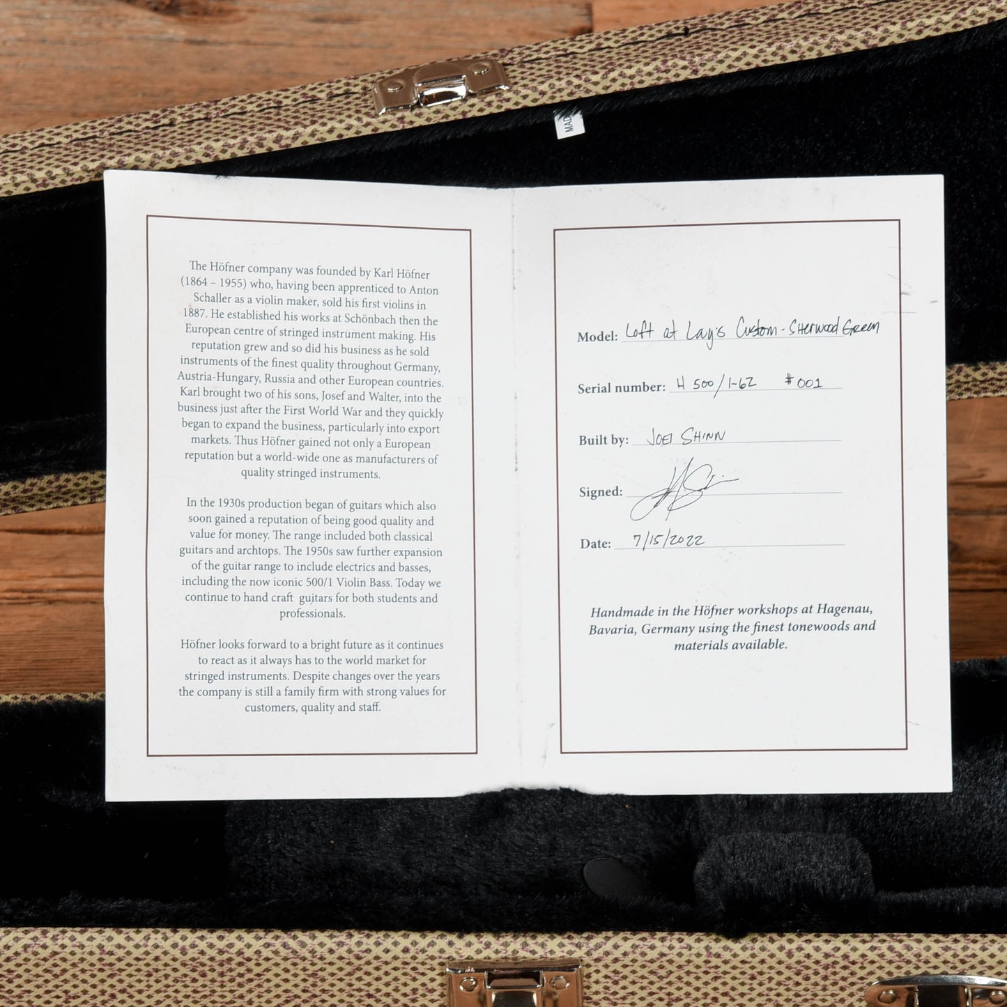 Hofner H500/1-62 Sherwood Green 2022