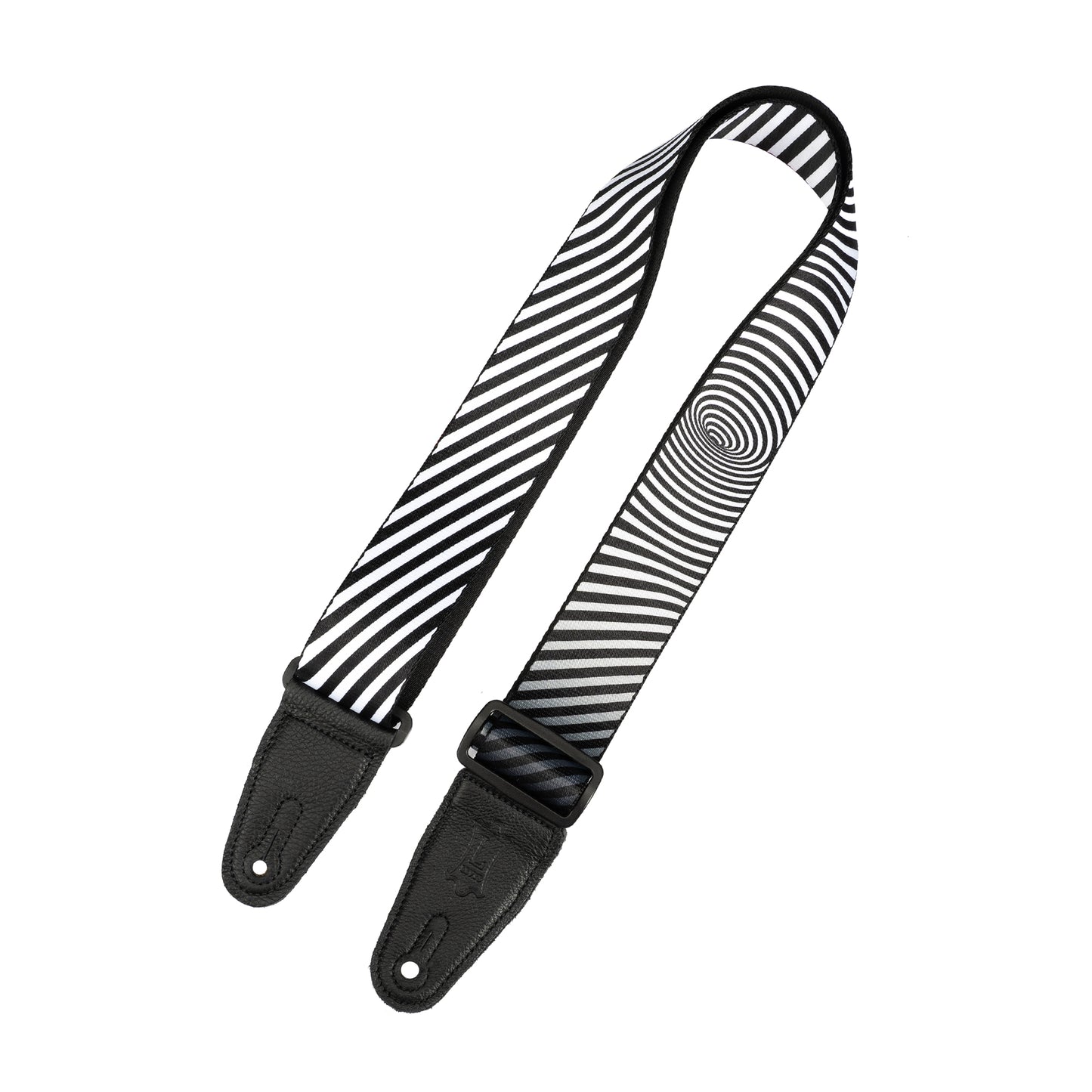 Levy's Optical Illusion Series 2" Black and White Worm Hole Optical Illusion Print Strap with Black Leather Ends