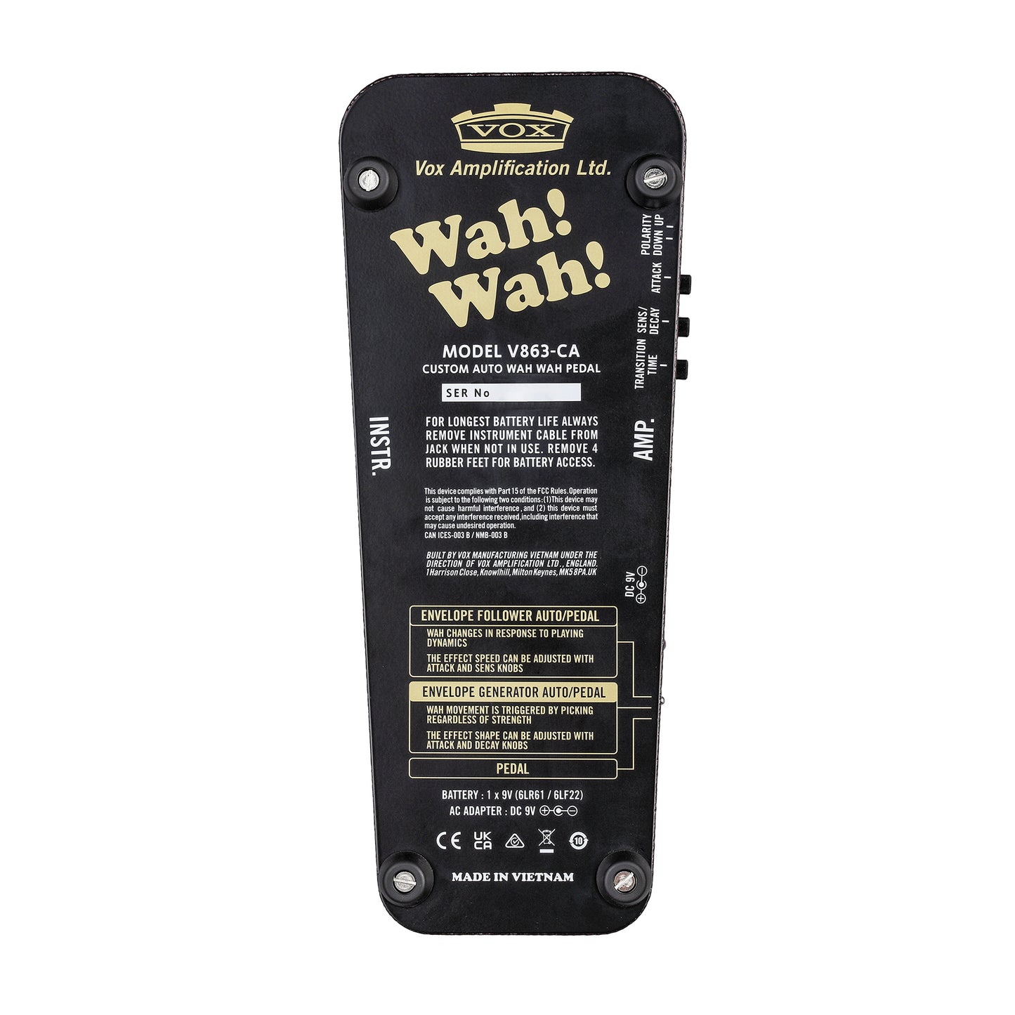 Vox V863CA Custom Auto Wah Pedal