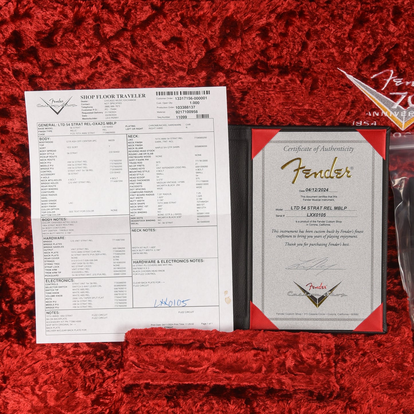 Fender Custom Shop Levi Perry Masterbuilt '54 Stratocaster Relic w/Fuzz Circuit Oxidized Aztec Gold 2024