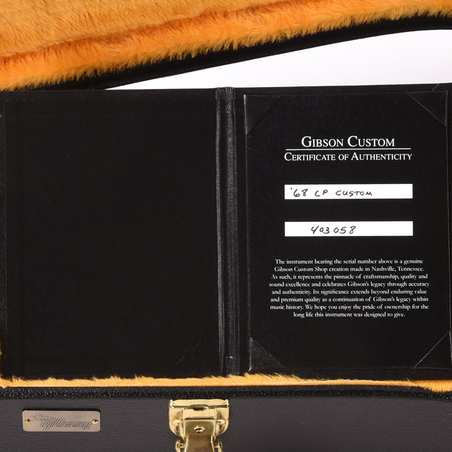 Gibson Custom Shop 1968 Les Paul Custom "CME Spec" Ebony VOS