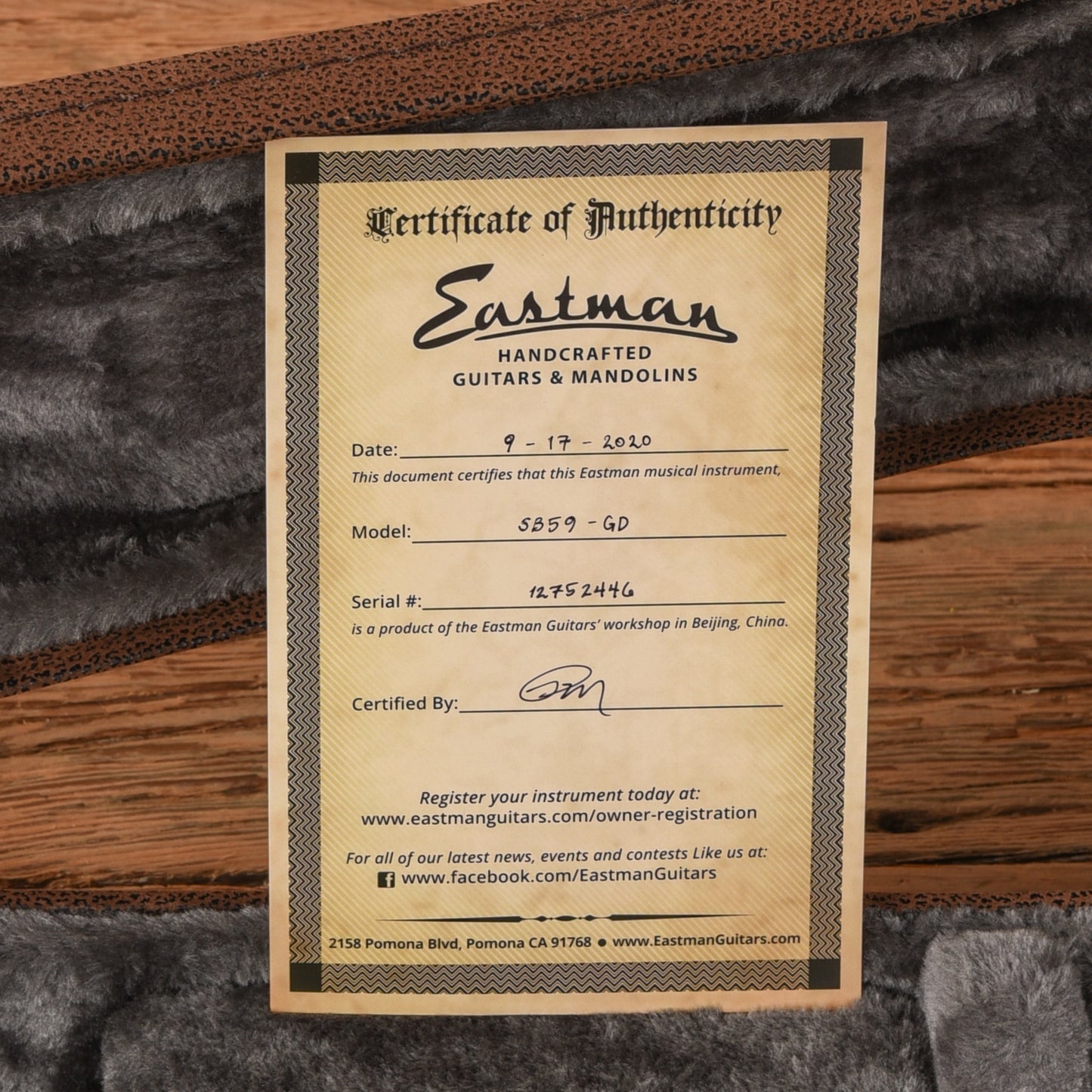 Eastman SB59 Goldtop 2020