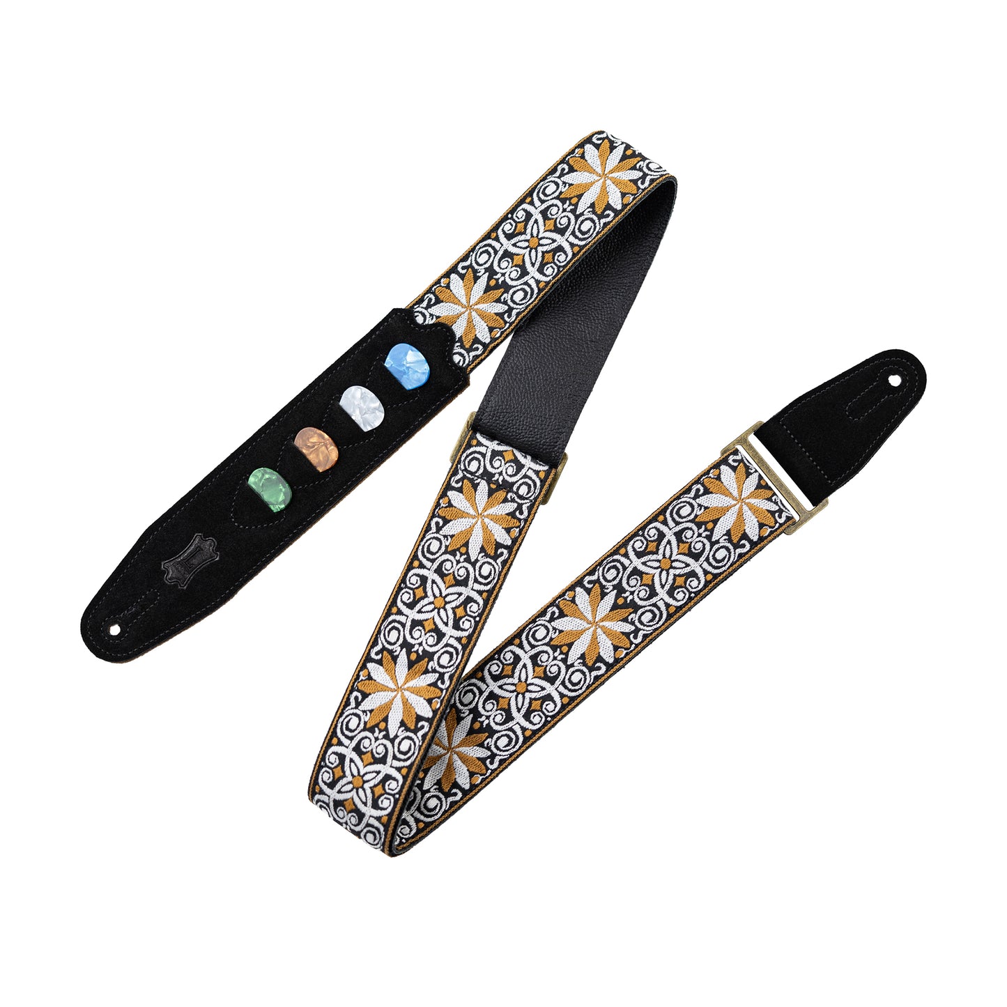 Levy's Vintage Hootenanny Series 2" '60s Hootenanny Brown and White Jacquard Weave Guitar Strap