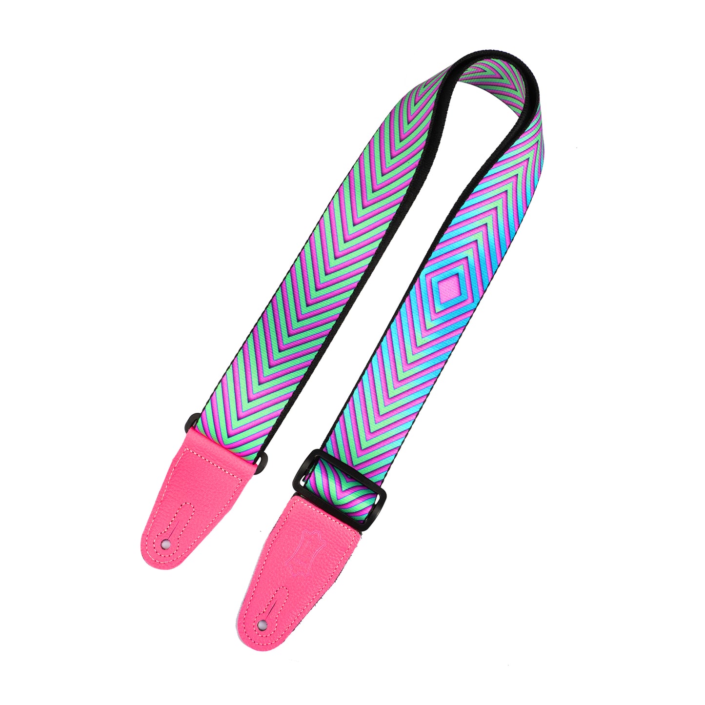 Levy's Optical Illusion Series 2" Hot Pink Distortion Optical Illusion Print Strap with Neon Pink Leather Ends
