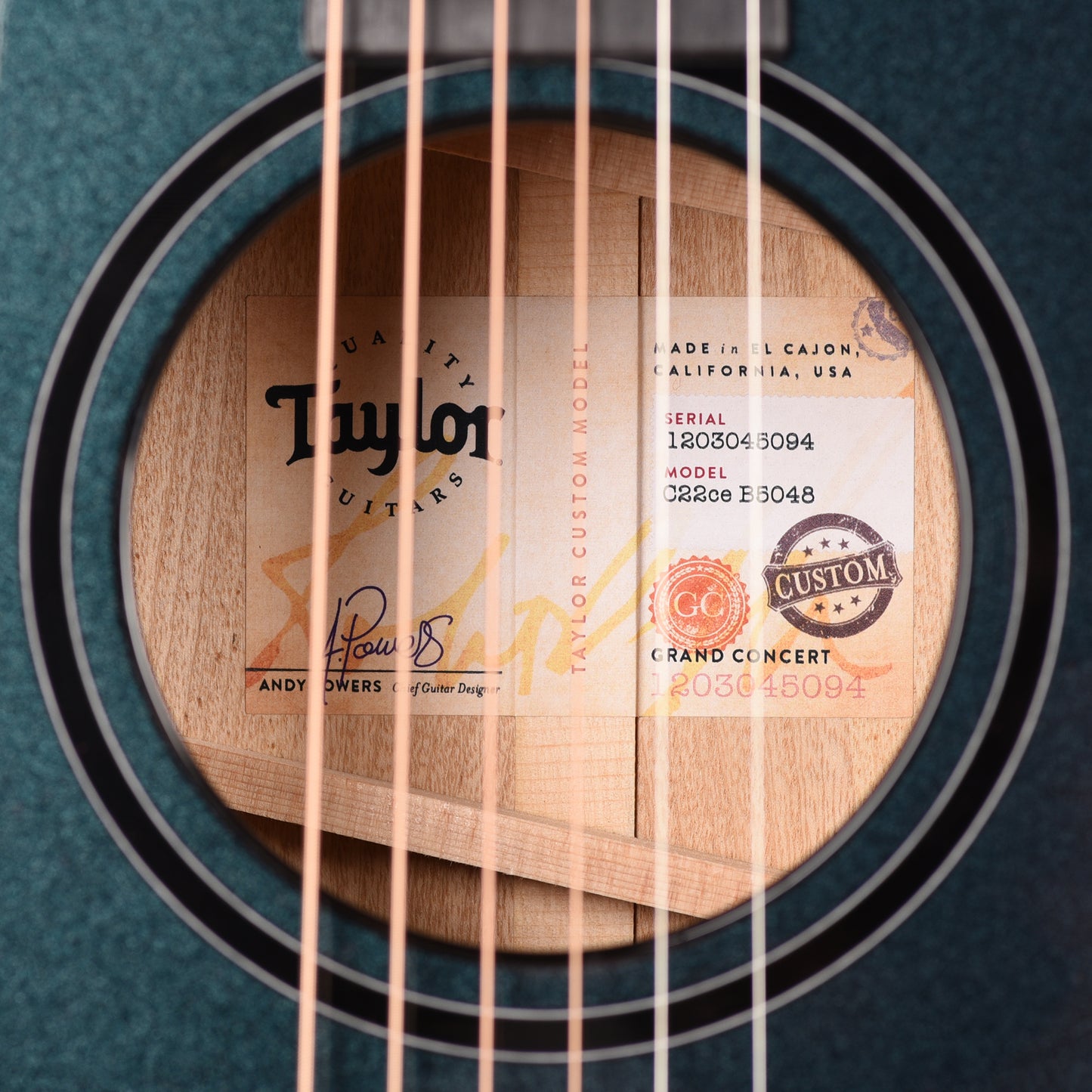 Taylor Custom "The Catch" #48 NAMM 2025 Grand Auditorium Shamel Ash Dark Turquoise Metallic