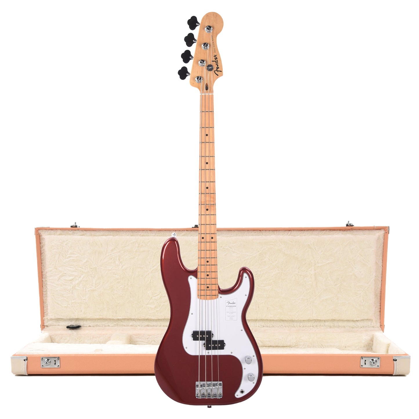 Fender Standard Precision Bass MN Candy Cola and Pacific Peach Hardshell Case Bundle