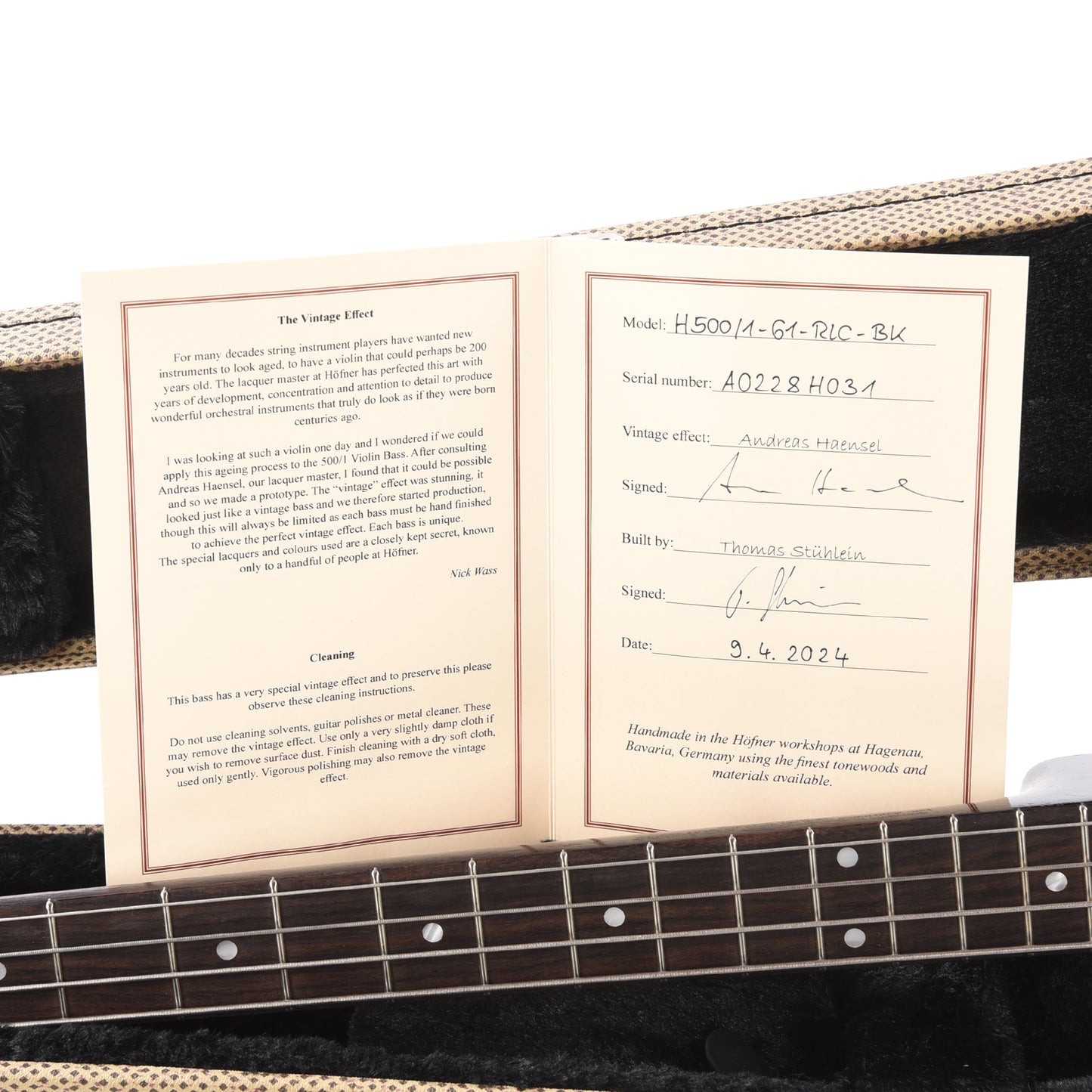 Hofner H500/1-61RLC Cavern Violin Bass Guitar Black Antique Relic