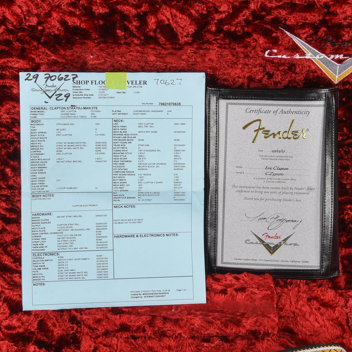 Fender Custom Shop Eric Clapton Signature Stratocaster Journeyman Relic Sunburst 2017