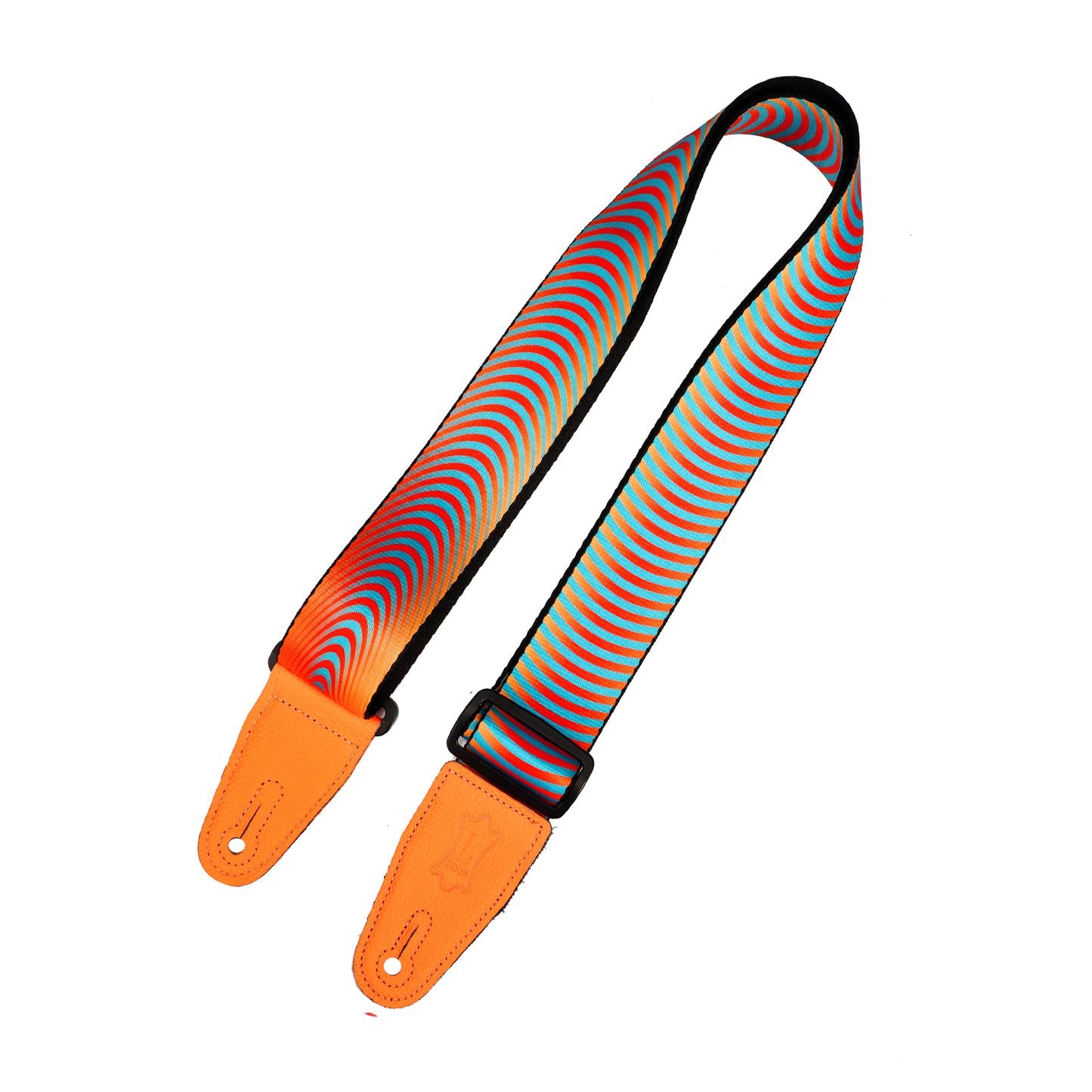 Levy's Optical Illusion Series 2" Orange Sonic Boom Optical Illusion Print Strap with Orange Leather Ends
