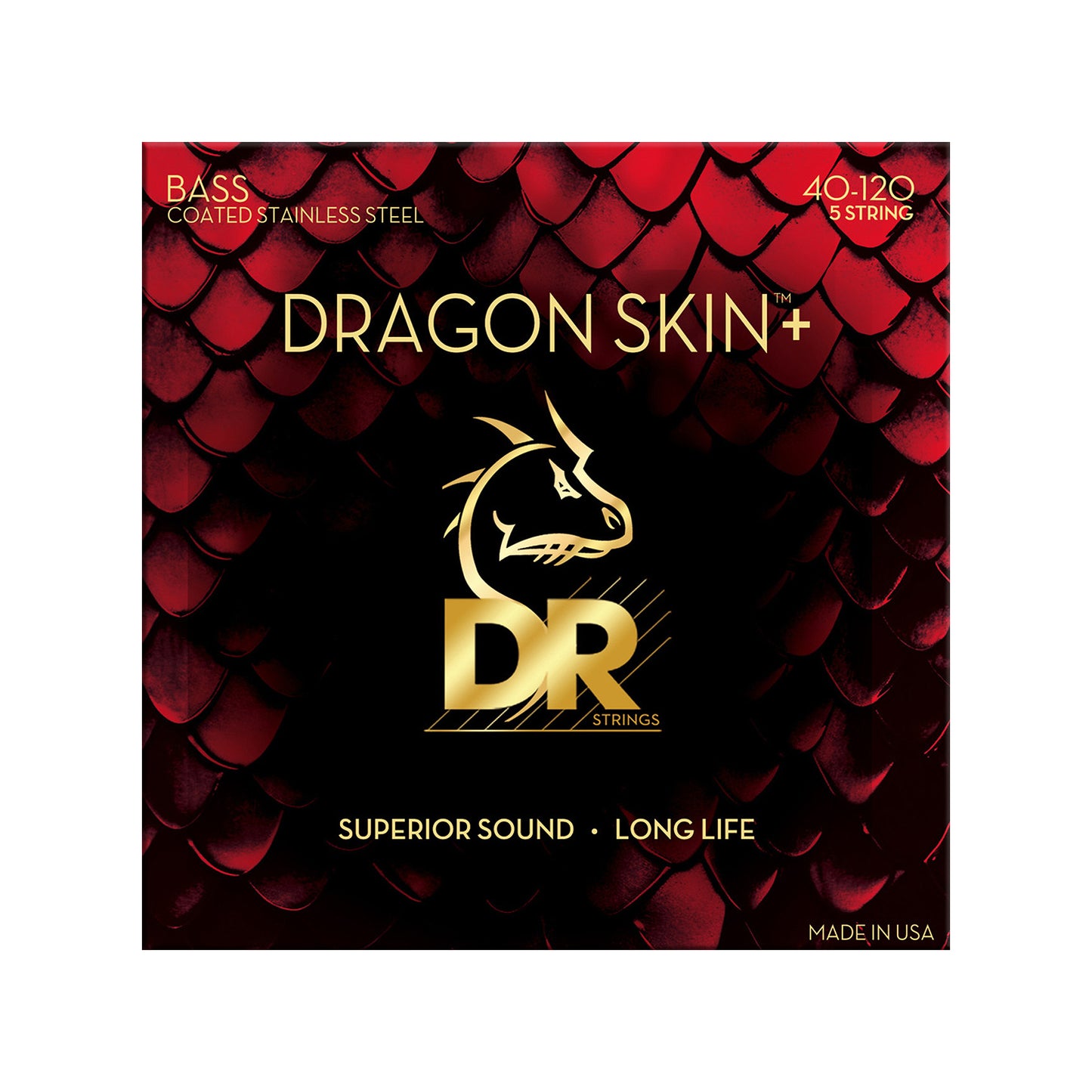 DR Strings DRAGON SKIN+ Stainless Steel Bass Strings 5-String Light 40-120