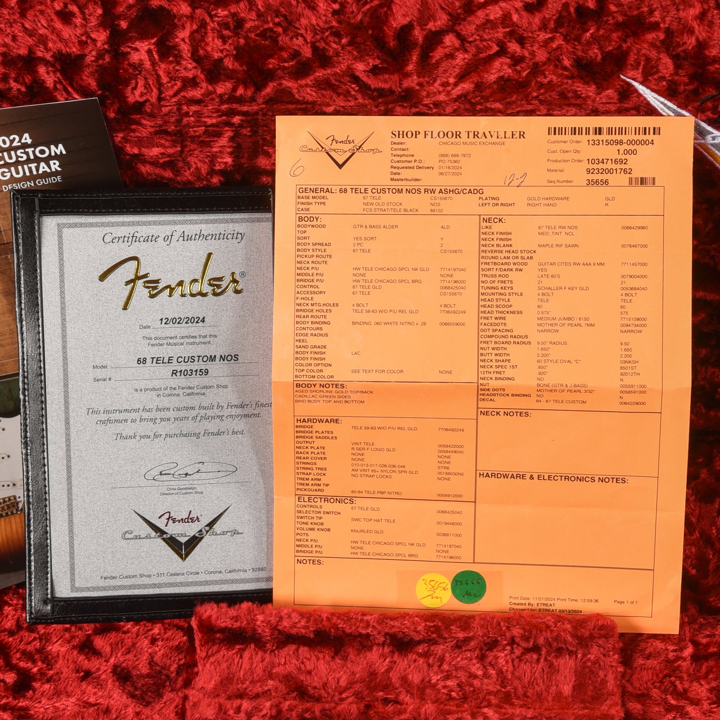 Fender Custom Shop 1968 Custom Telecaster "Chicago Special" NOS Aged Shoreline Gold Top & Back w/Cadillac Green Side 2025