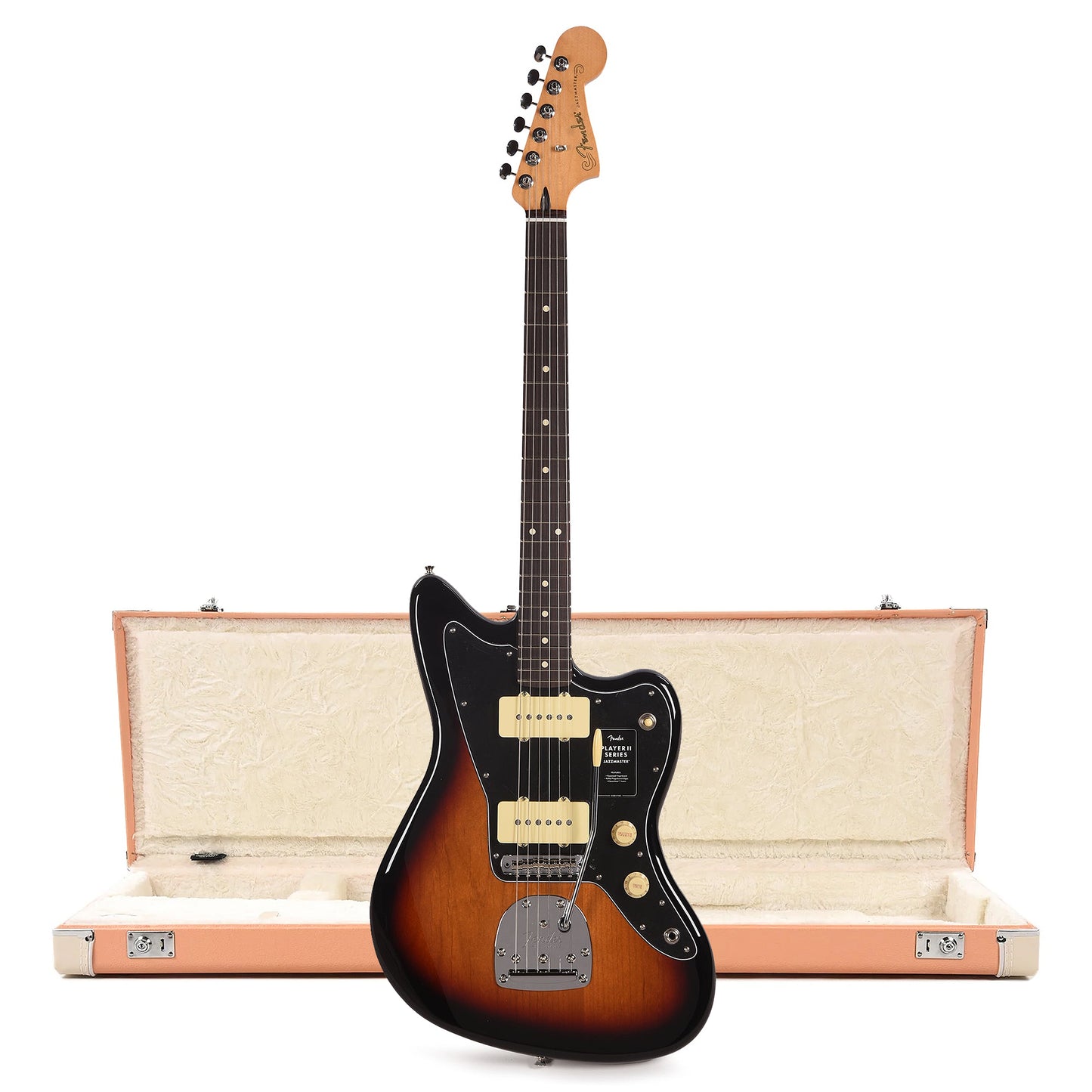 Fender Player II Jazzmaster RW 3-Color Sunburst and Pacific Peach Hardshell Case Bundle