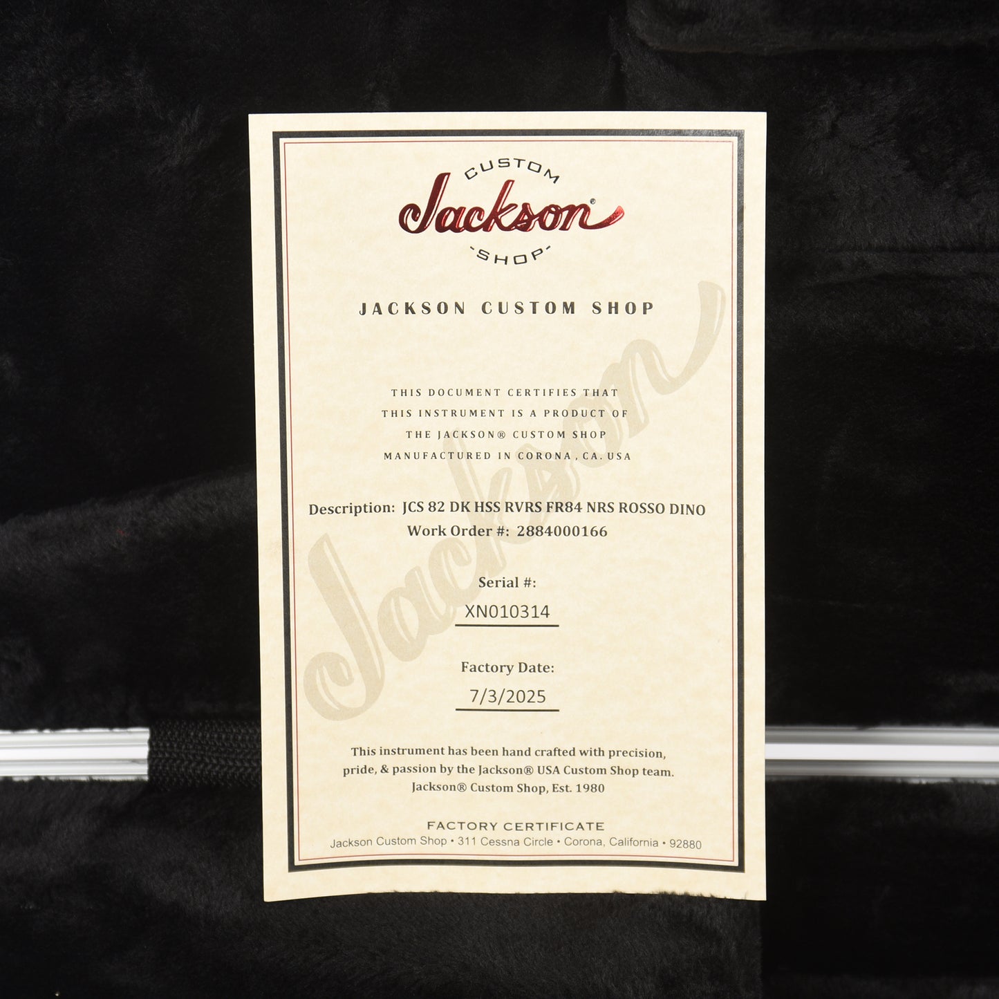 Jackson Custom Shop 1982 Dinky Nitro Relic Studio Rosso Dino