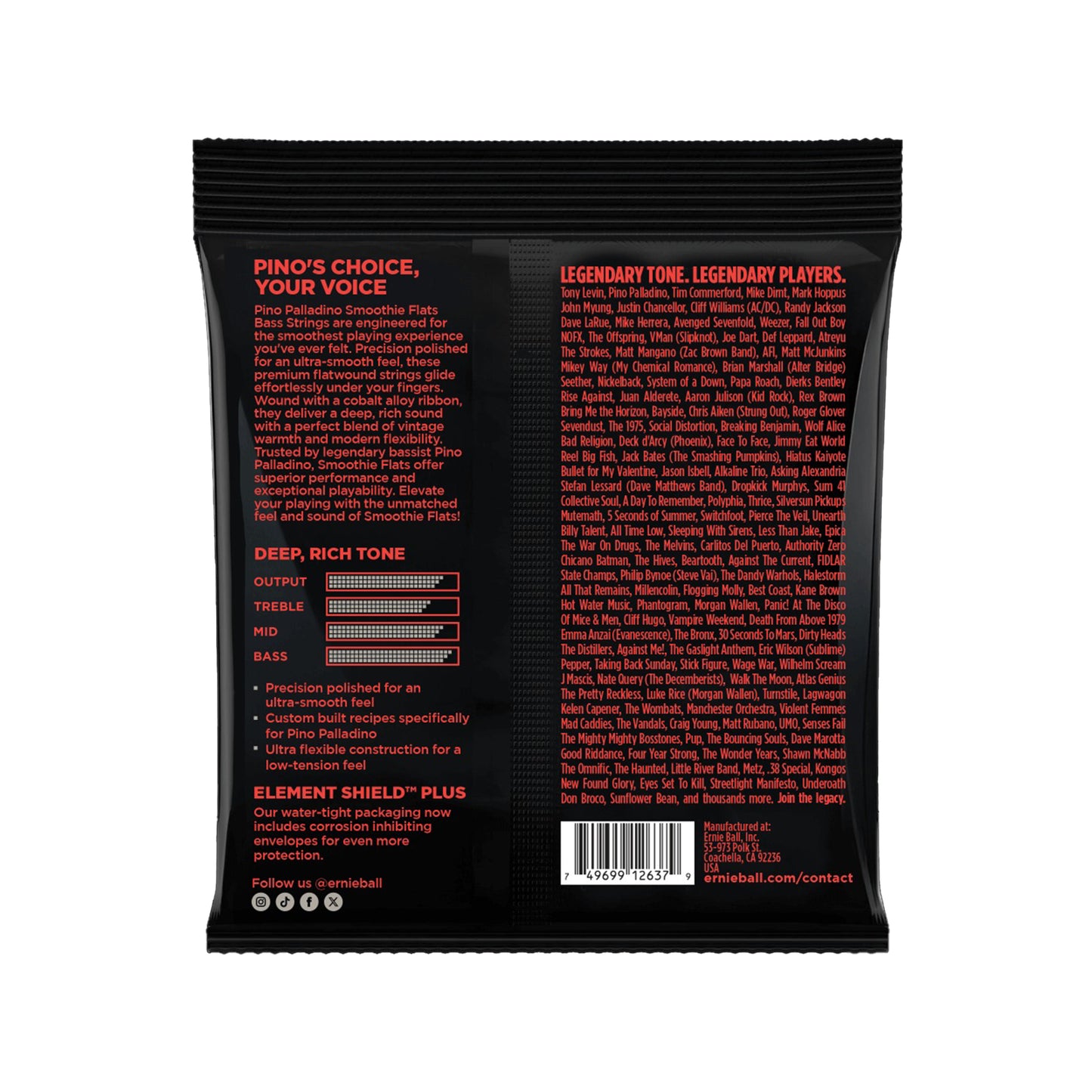 Ernie Ball Xtra Light Pino Palladino Smoothie Flats Bass Strings 38-98