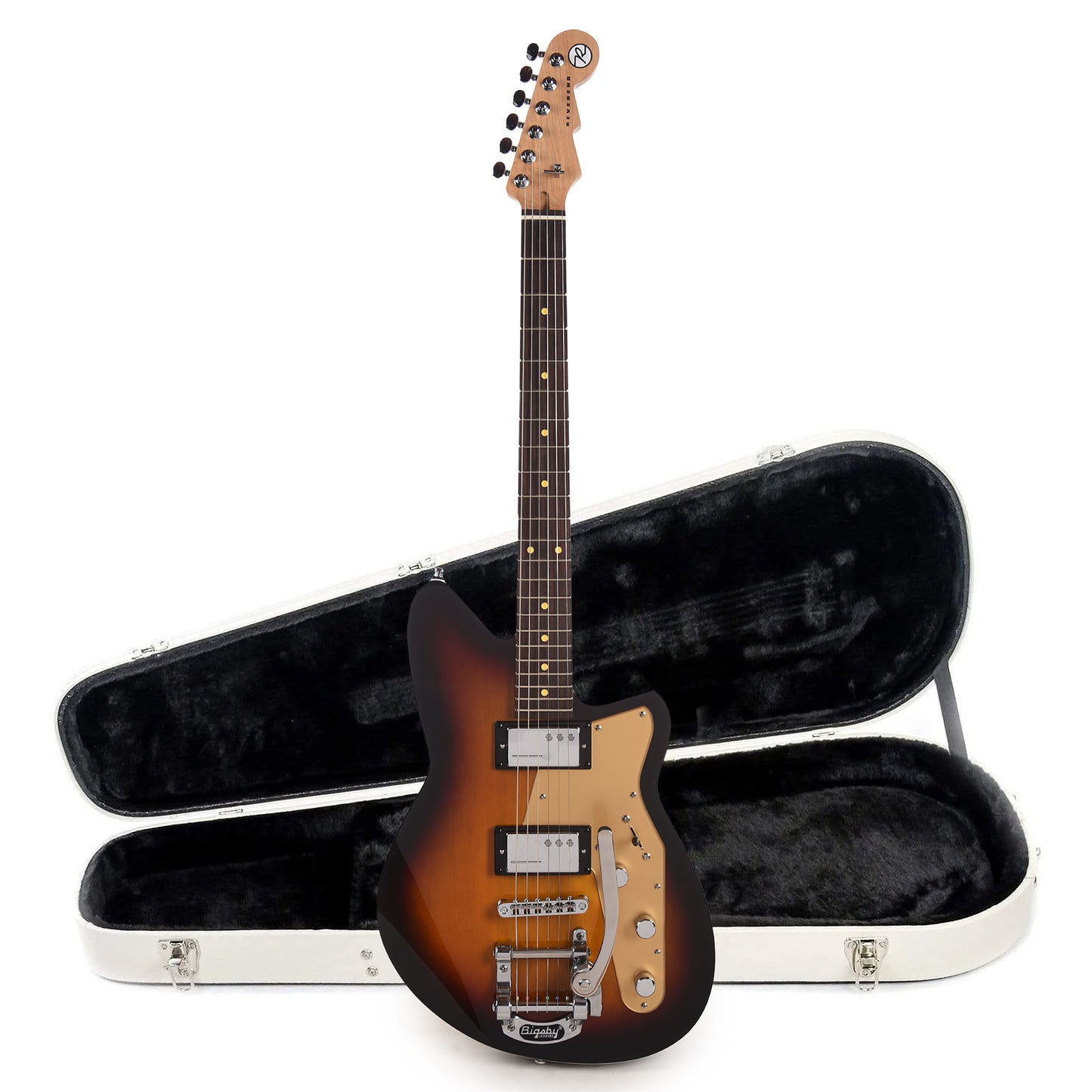 Reverend Jetstream HC w/Bigsby 3-Tone Burst Hardshell Case Bundle