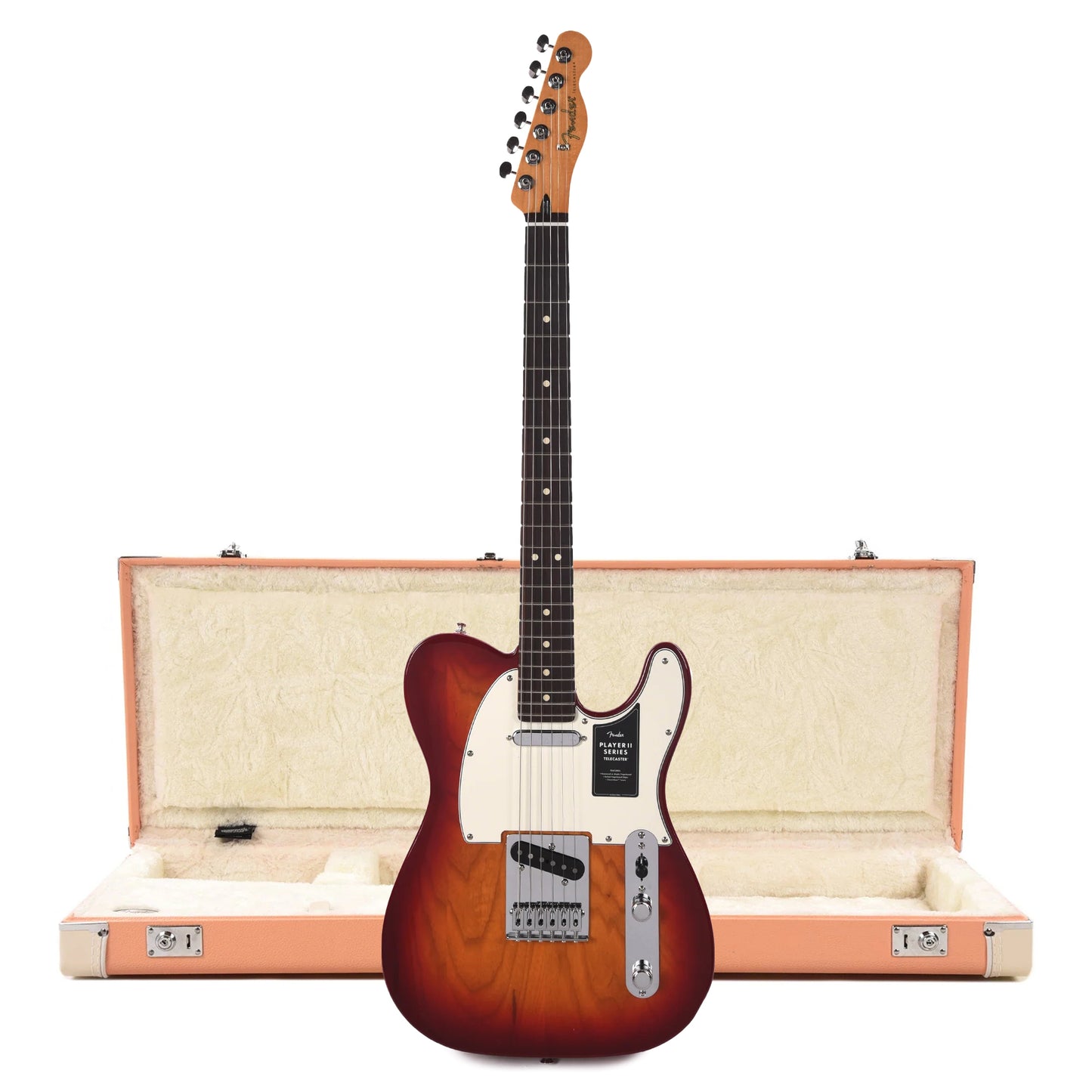 Fender Player II Telecaster RW Aged Cherry Burst and Pacific Peach Hardshell Case Bundle