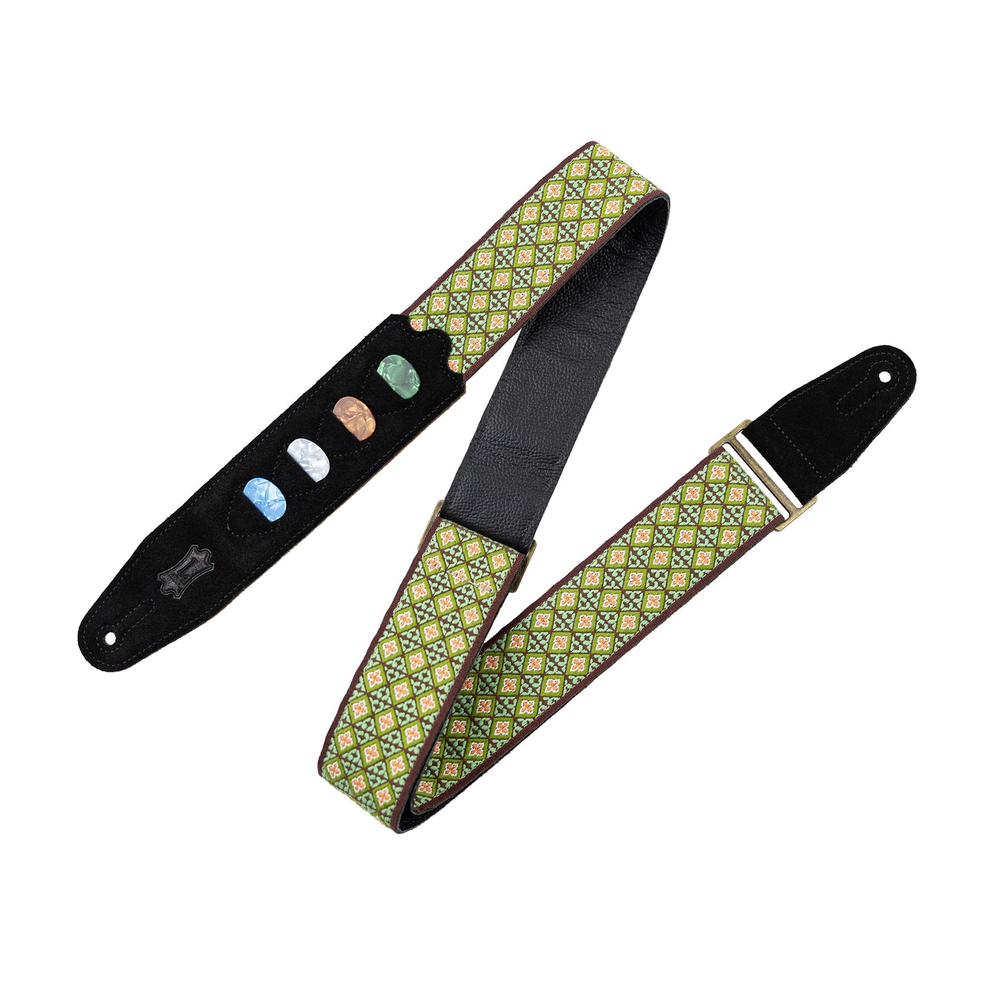 Levy's Original Hootenanny Series 2" '60s Hootenanny Green Mosaic Jacquard Weave Guitar Strap
