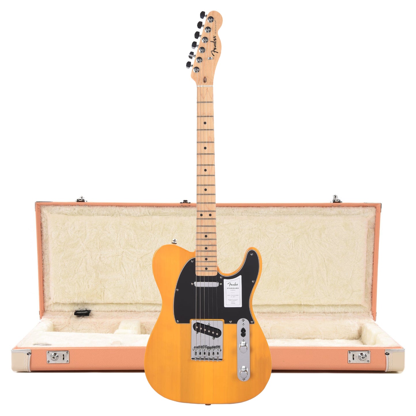 Fender Standard Telecaster MN Butterscotch Blonde and Pacific Peach Hardshell Case Bundle