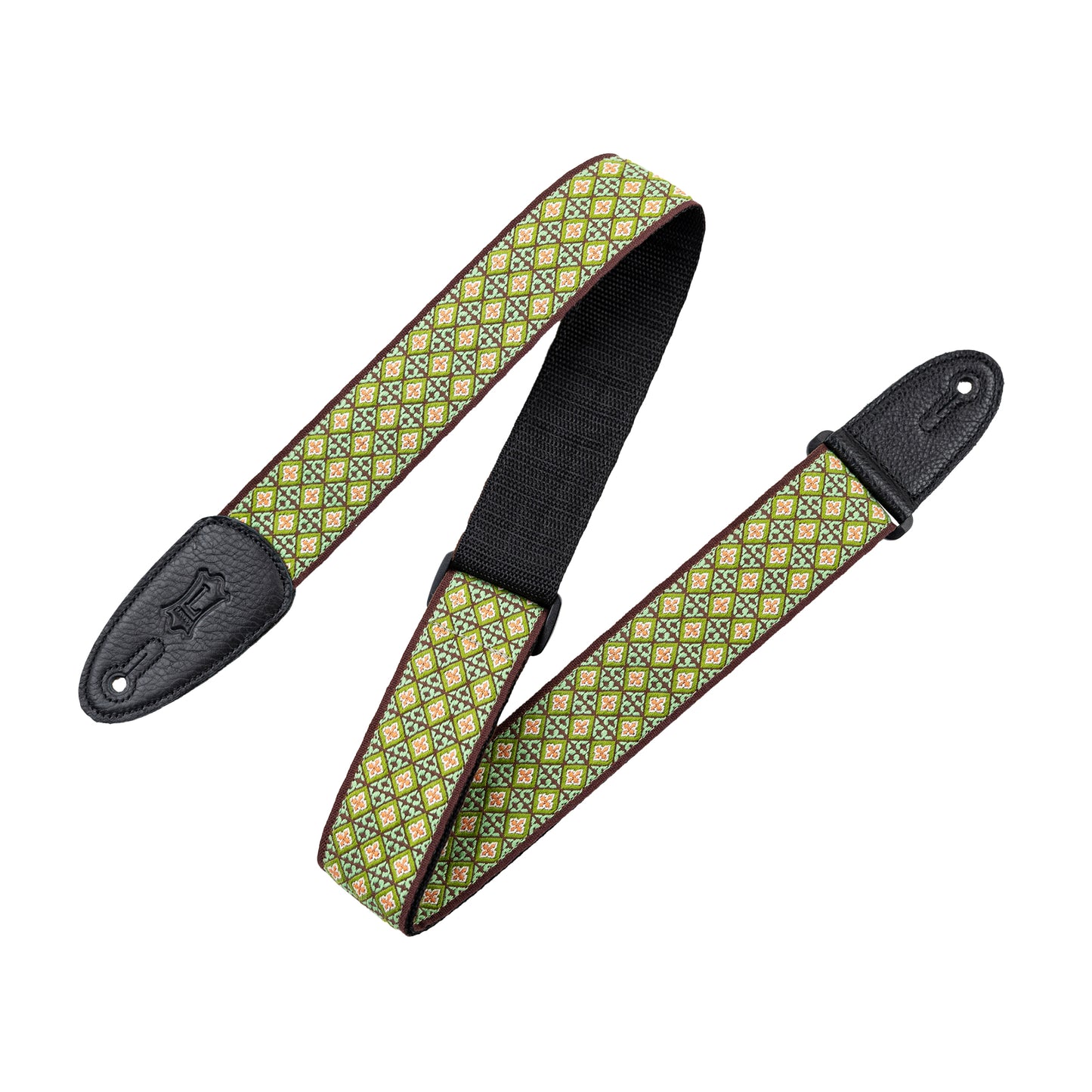 Levy's Original Hootenanny Series 2" Green Mosaic Hootenanny Jacquard Weave Guitar Strap