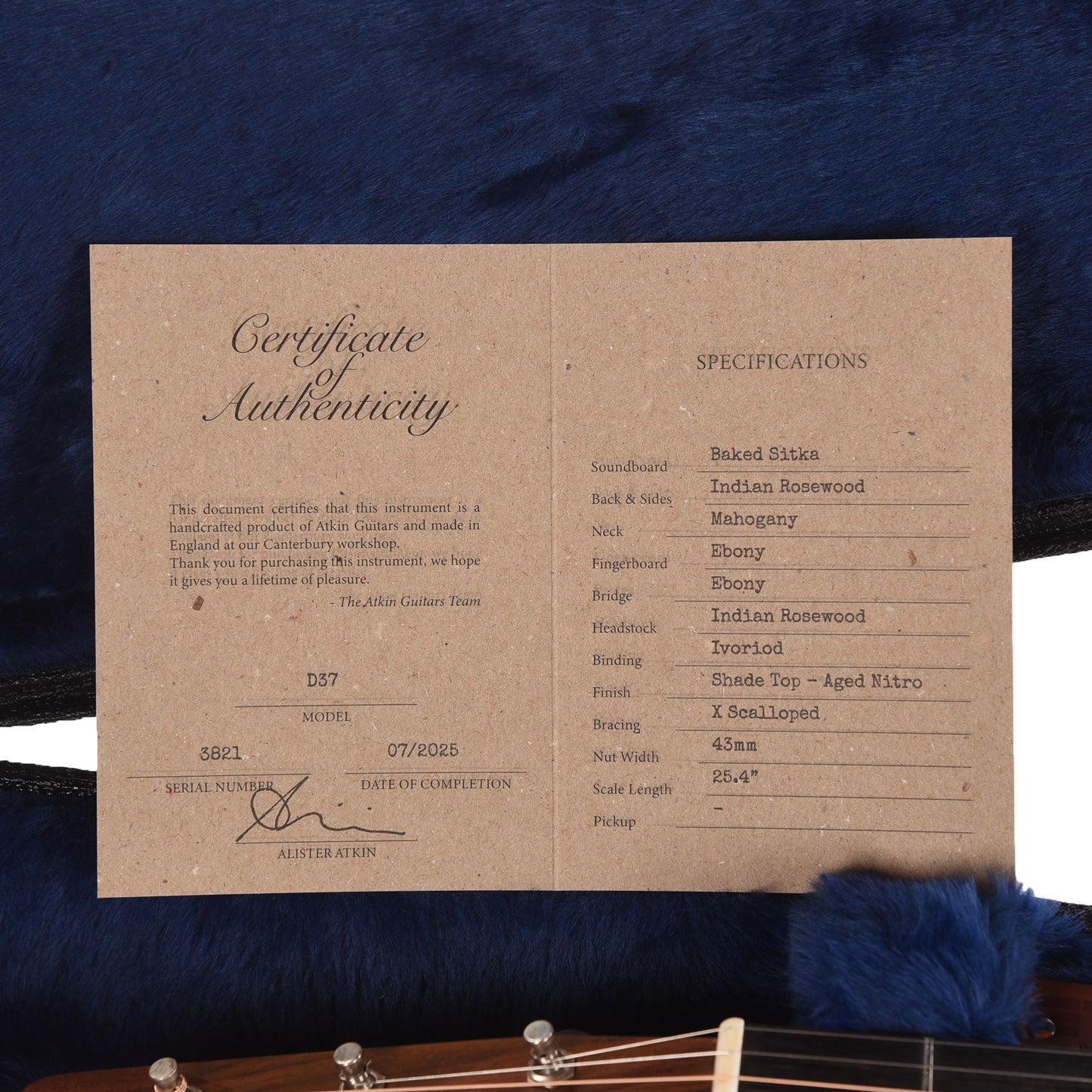 Atkin D37 Baked Sitka/Rosewood Aged Sunburst