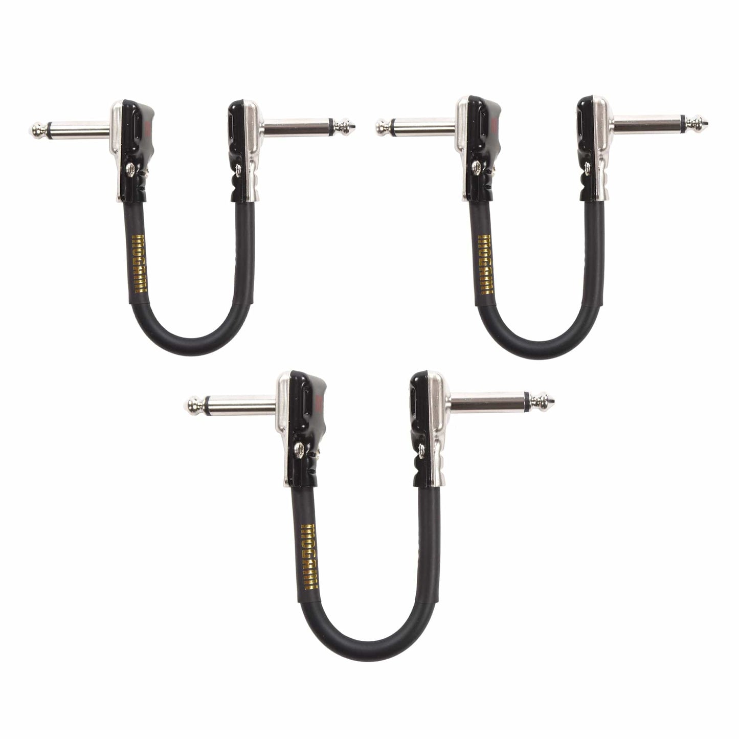 Mogami Gold Pancake Patch Instrument Cable 6" Angle-Angle 3 Pack Bundle Accessories / Cables