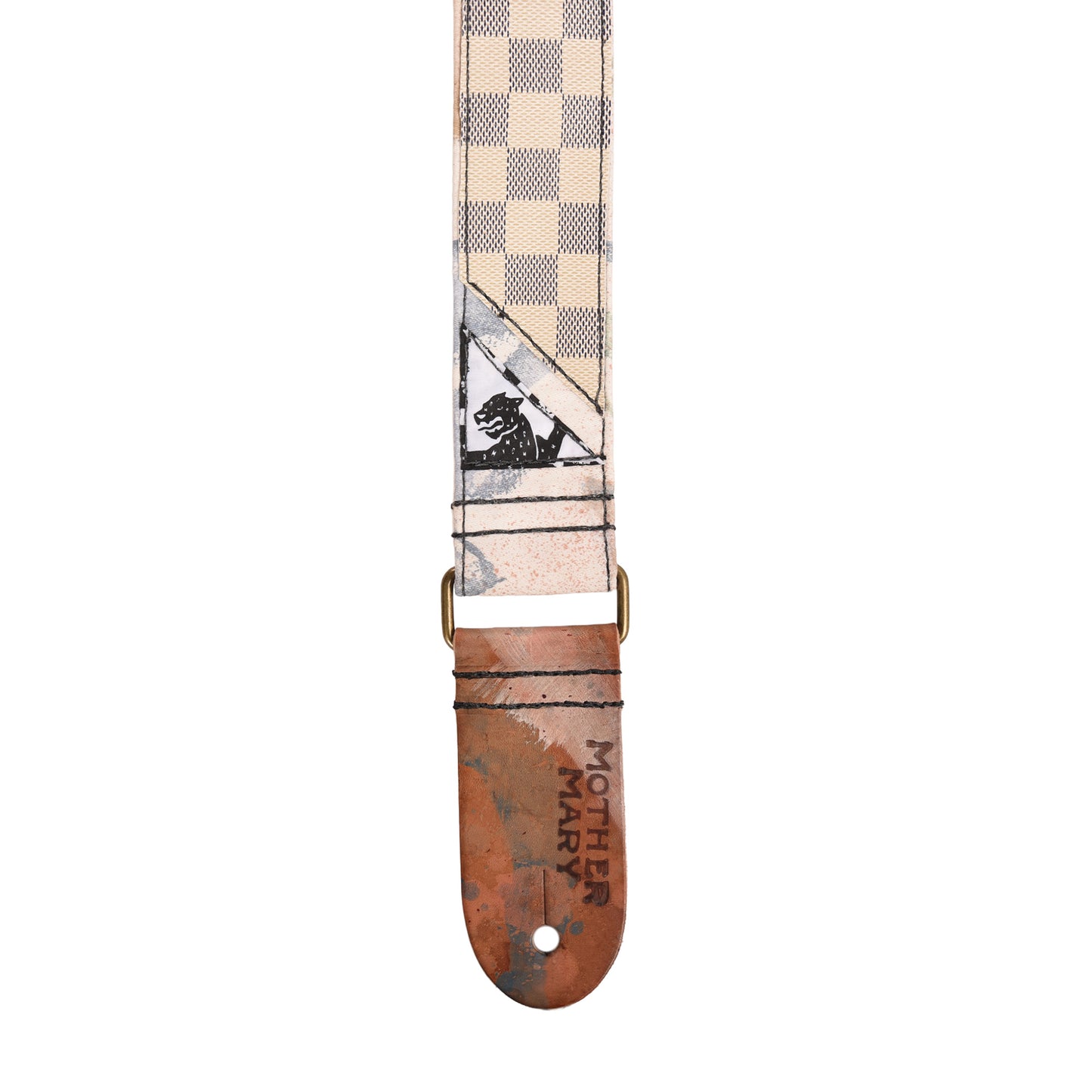 Mother Mary Designer Patch Strap w/Authentic Damier Azur LV Fabric Straps