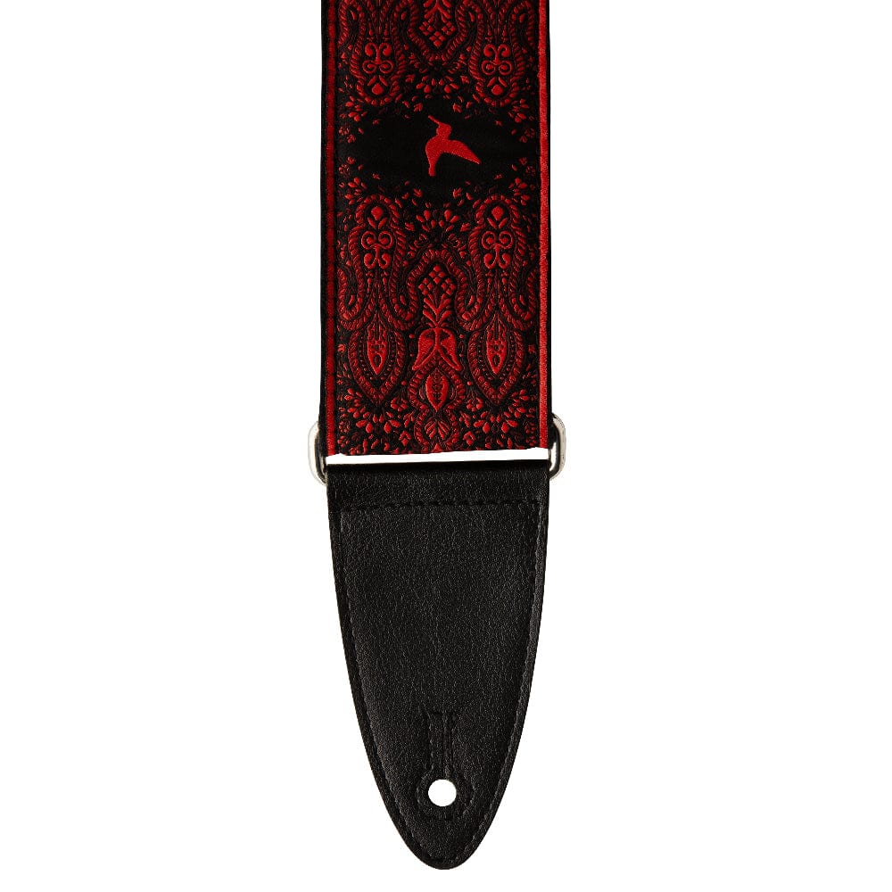 PRS 2" Guitar Strap Custom Jacquard Birds Fleur Red Accessories / Straps