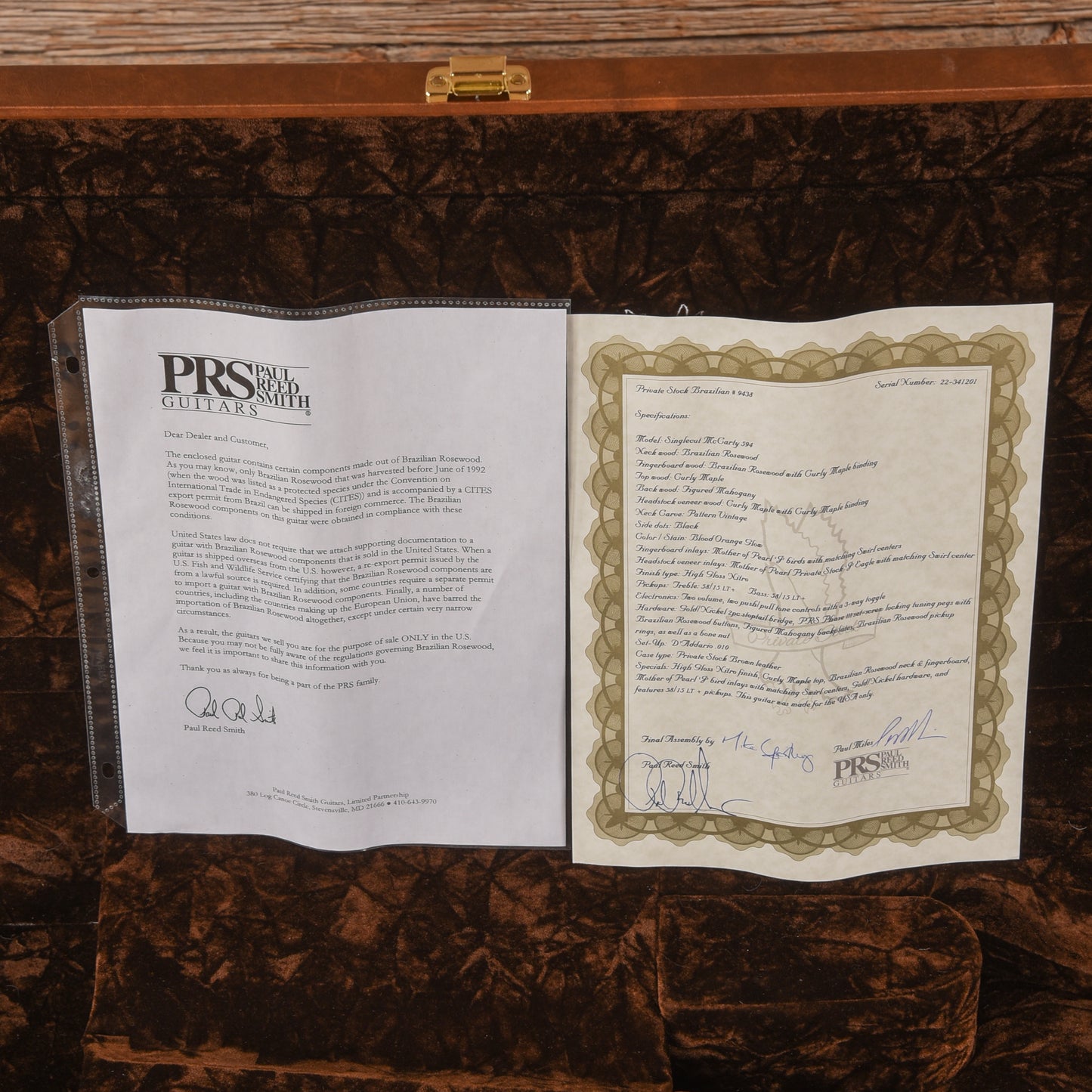 PRS Private Stock #9438 McCarty 594 Singlecut w/Brazilian Rosewood Neck Blood Orange Glow Electric Guitars