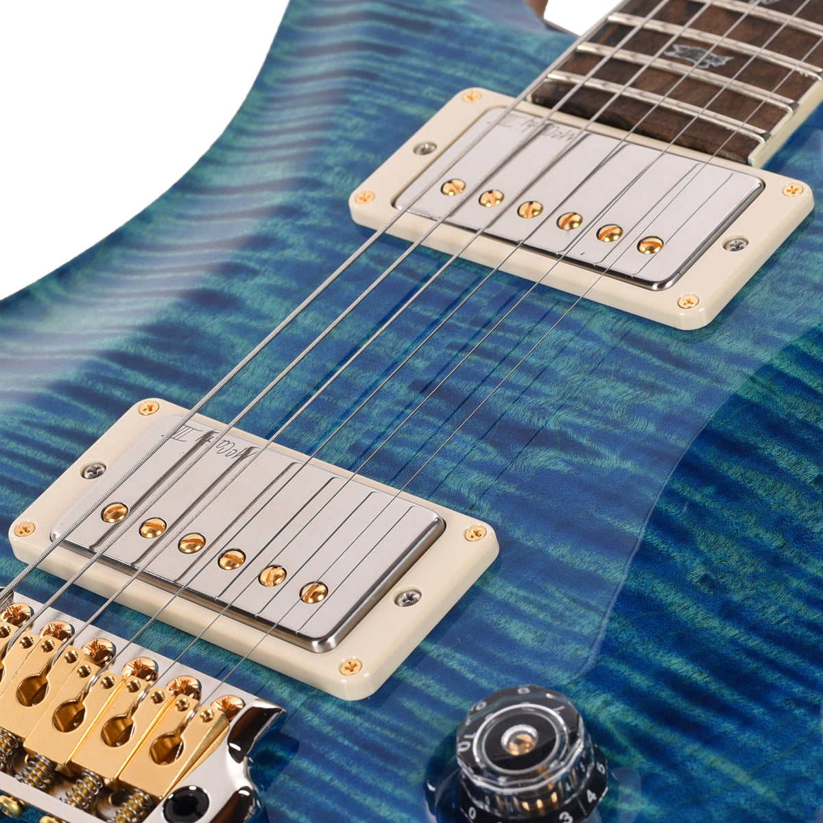 PRS Wood Library McCarty Tremolo Flame 10-Top Arctic Blue w/"408" Switching, Stained Neck Electric Guitars