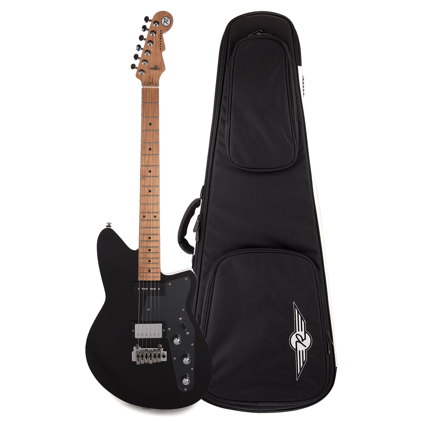 Reverend Double Agent W Midnight Black Soft Case Bundle Electric Guitars / Solid Body