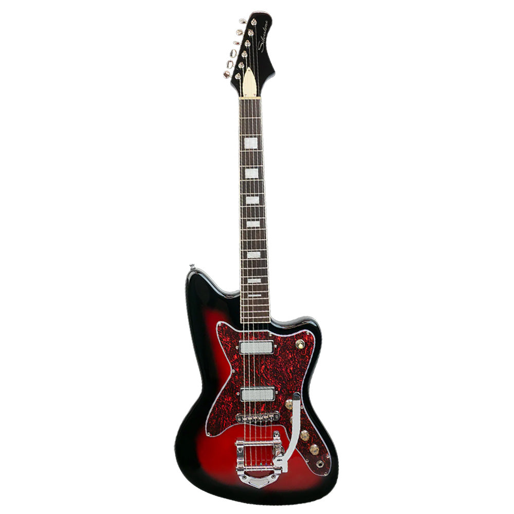 Silvertone 1478 VRSB Offset Solid Body Electric Guitar w/ Bigsby Vibrato Red Silver Flake Burst Electric Guitars / Solid Body