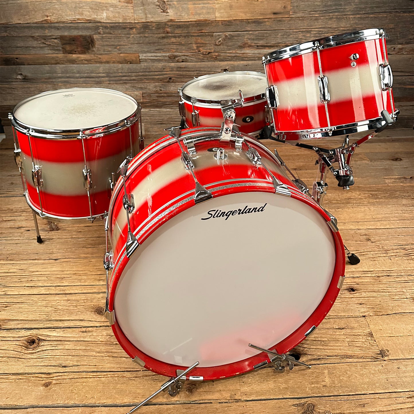 Slingerland Swingster Red/Silver Duco 13/14/15/22 4pc. Vintage 1964 Drum Kits